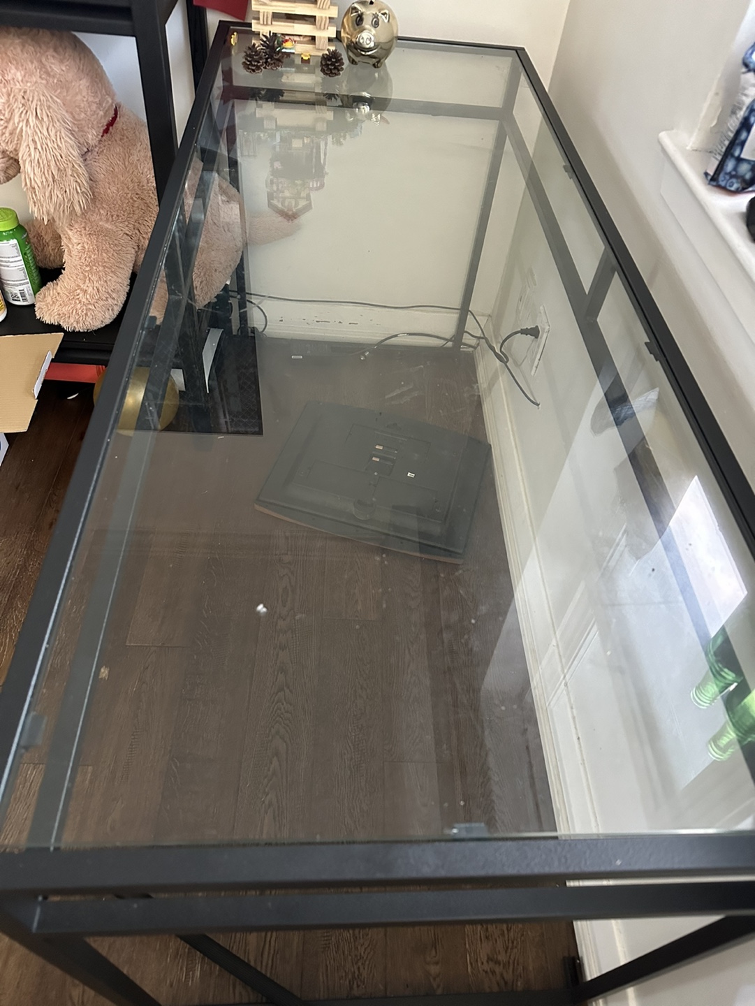 Glass Top Desk - Black Metal Frame - photo 3