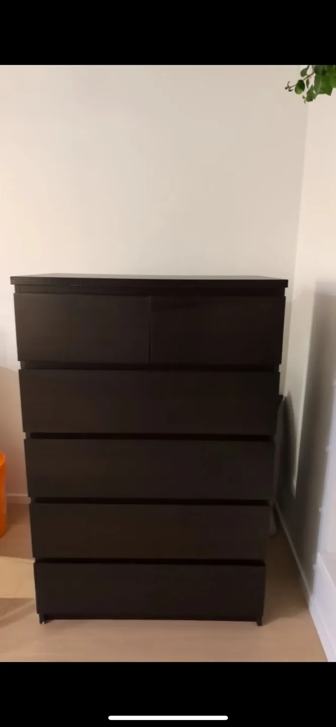IKEA MALM 6-Drawer Chest - Black-Brown image indicator(6)