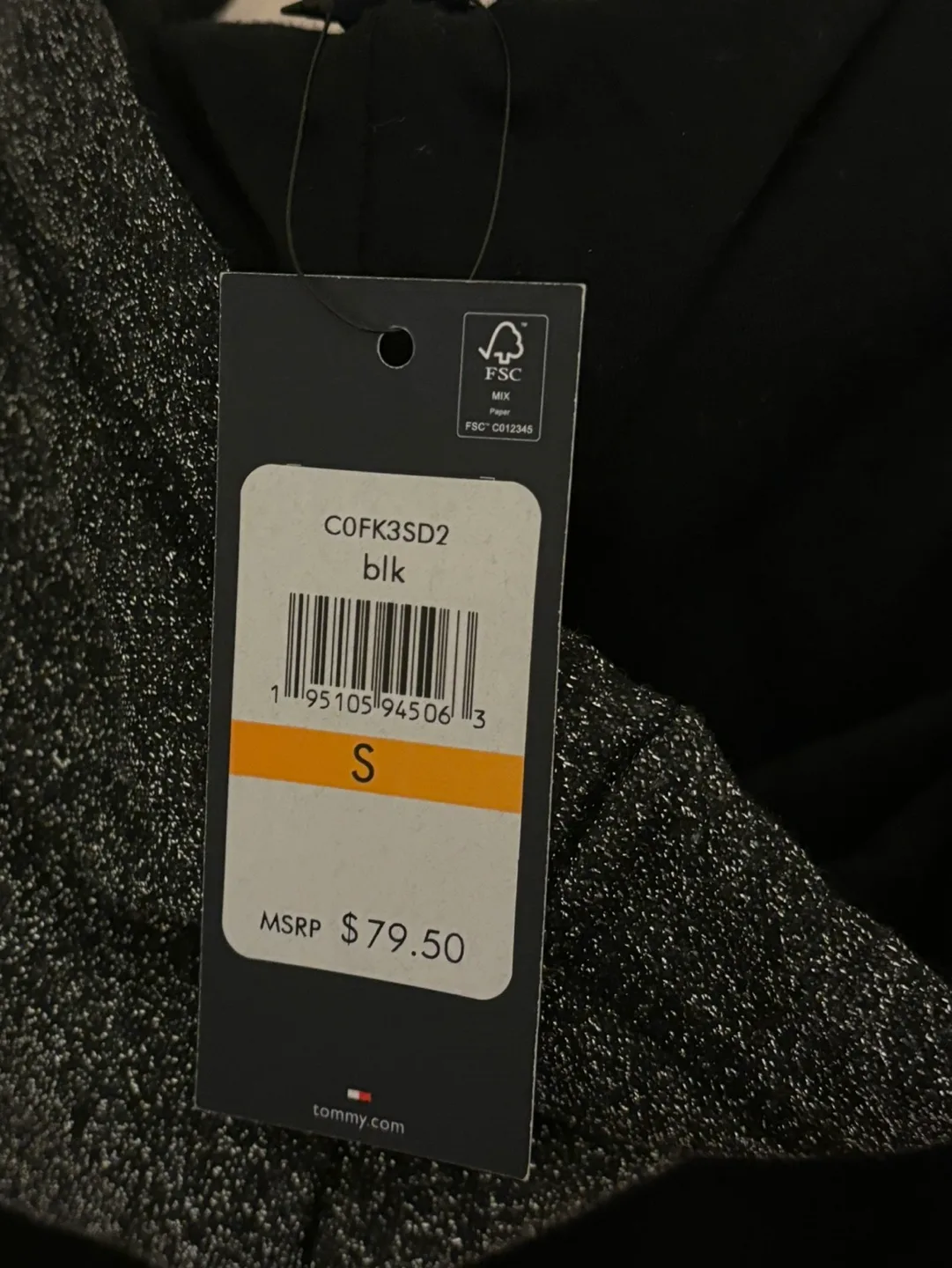 Tommy Hilfiger Black Sparkle Hoodie Size Small image indicator(3)