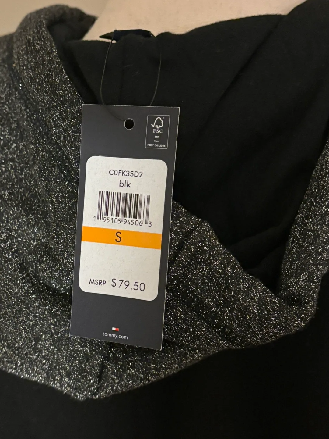 Tommy Hilfiger Black Sparkle Hoodie Size Small image indicator(4)