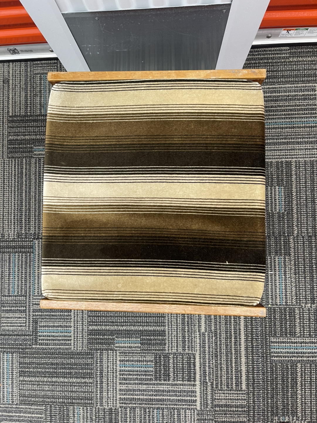 Vintage Mid-Century Modern Striped Upholstered Stool - photo 2