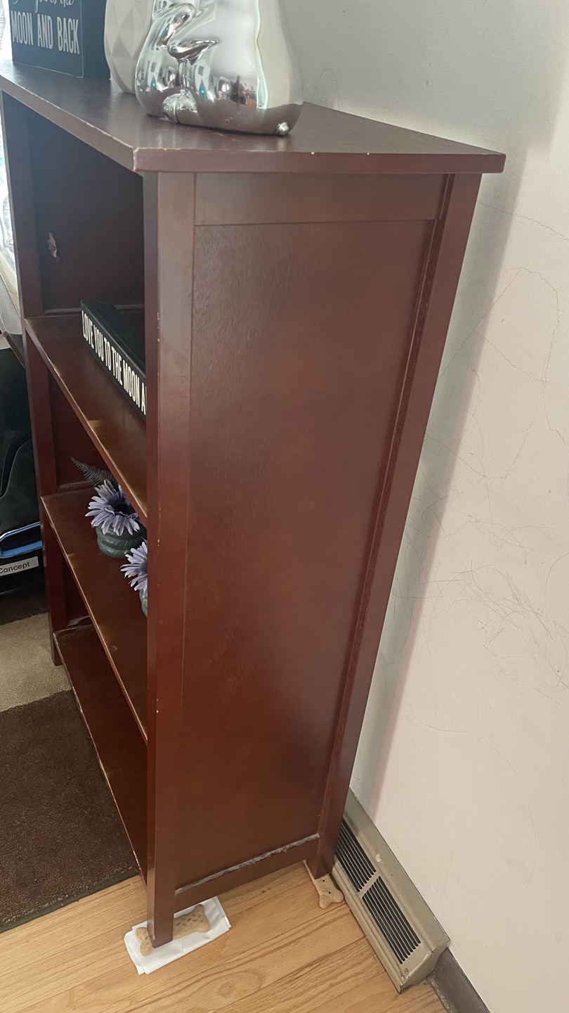 Dark Wood 3-Shelf Bookcase check more pictures condition - photo 3