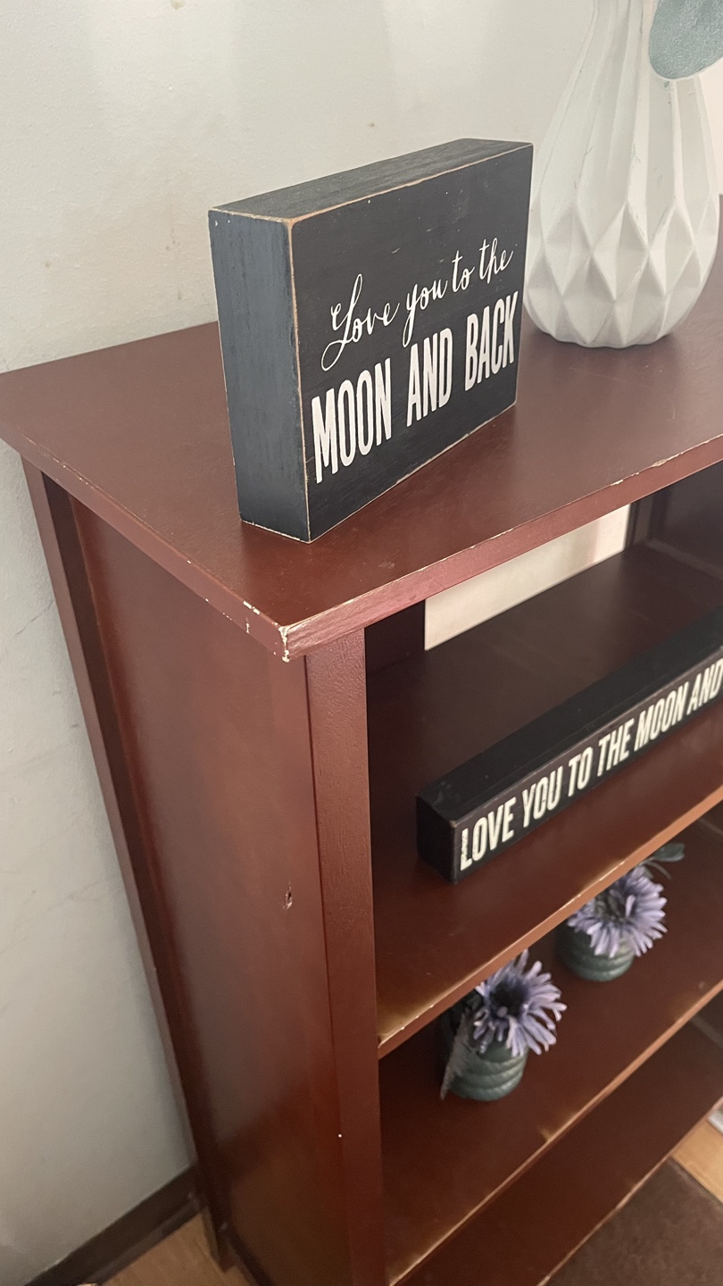 Dark Wood 3-Shelf Bookcase check more pictures condition - photo 4