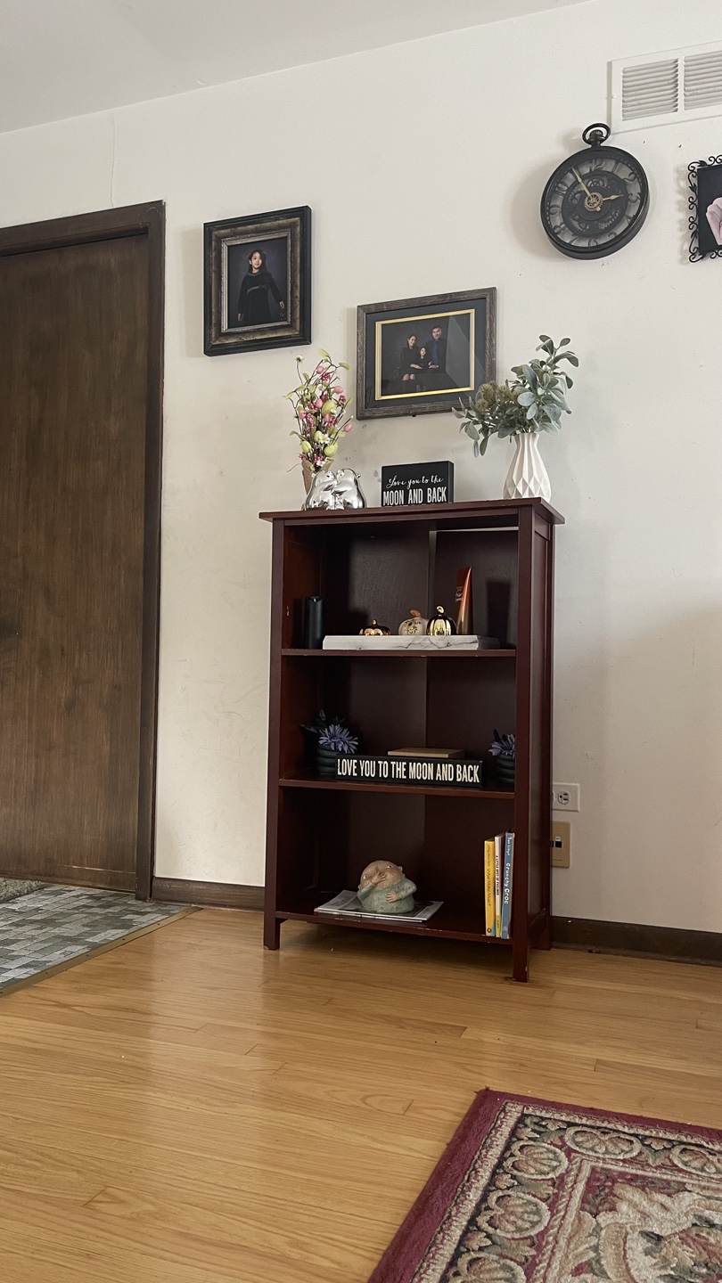Dark Wood 3-Shelf Bookcase check more pictures condition