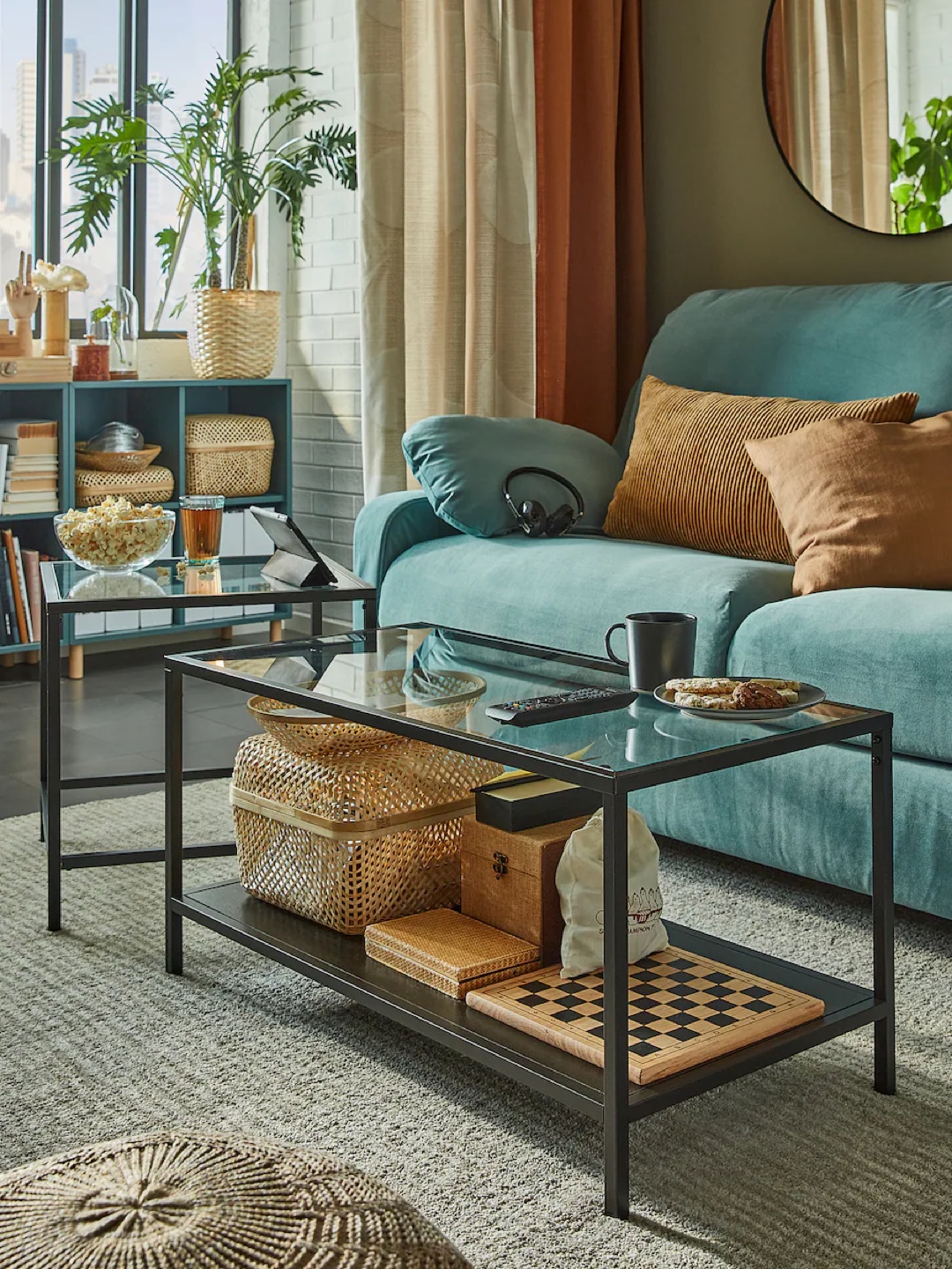 IKEA Nesting Coffee Tables - Glass Top & Black Frame - photo 2