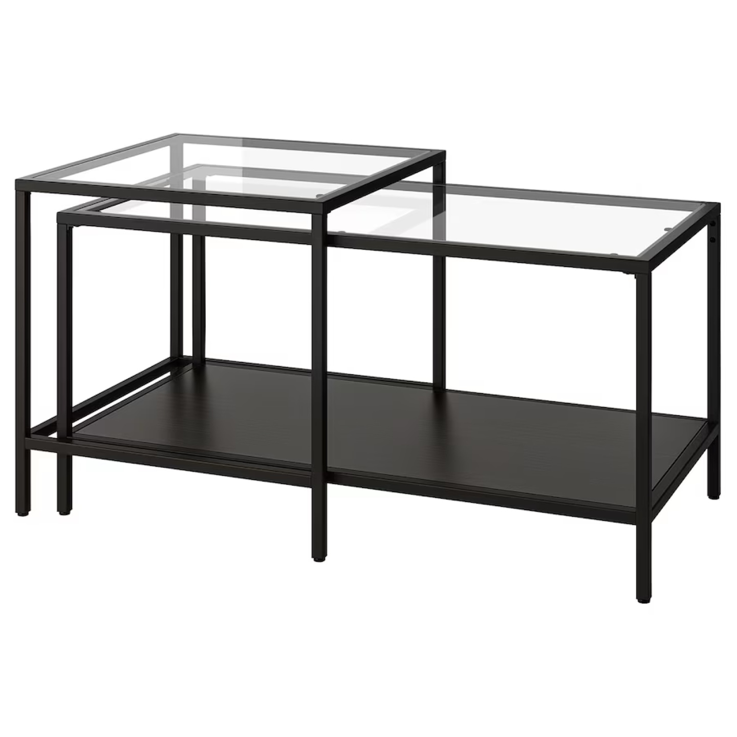 IKEA Nesting Coffee Tables - Glass Top & Black Frame