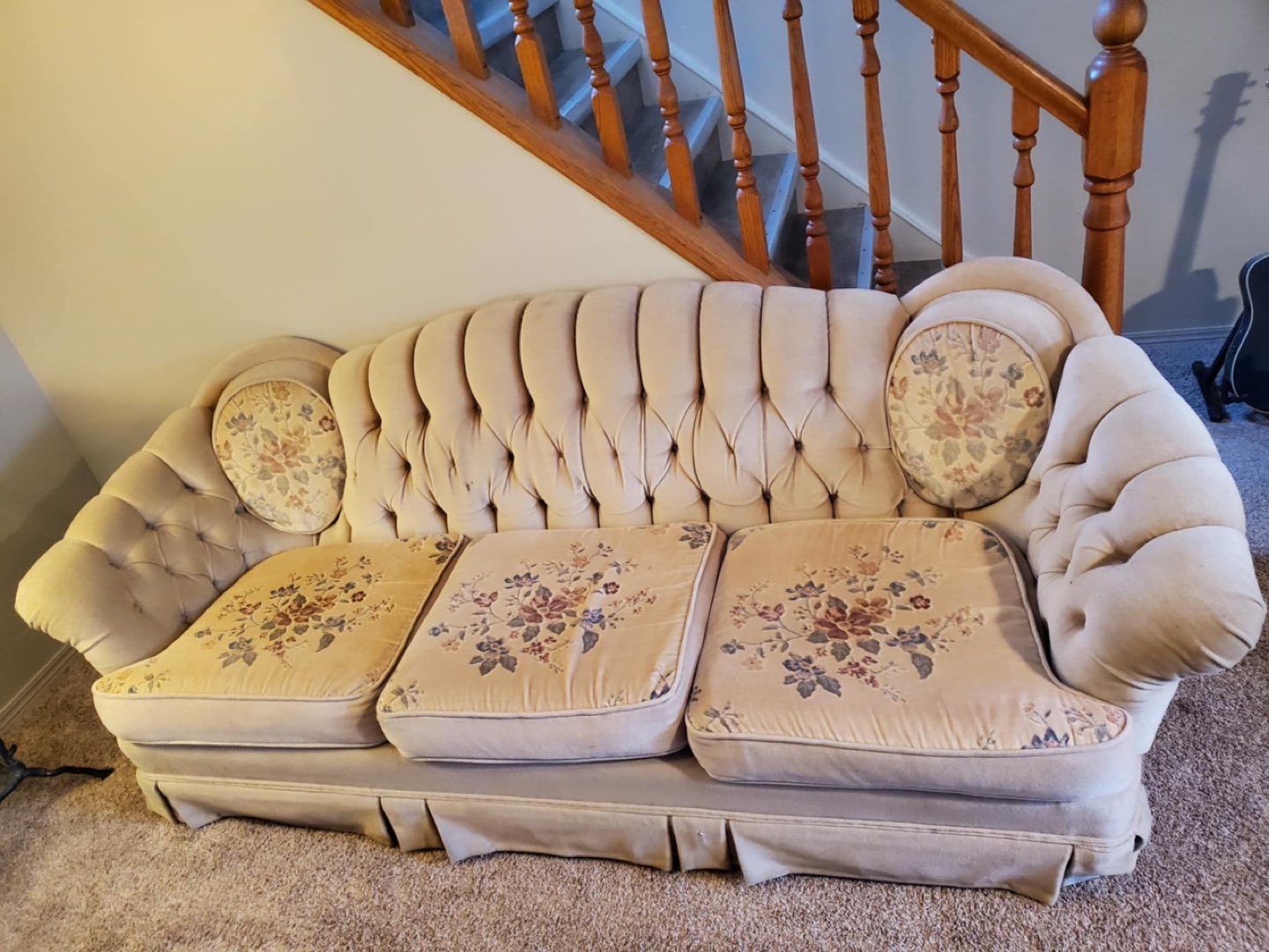 Vintage Floral Button Tufted Sofa and Chair Set