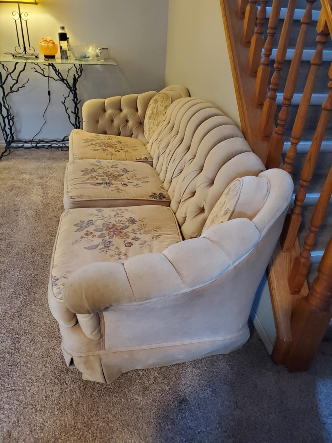 Vintage Floral Button Tufted Sofa and Chair Set - photo 2