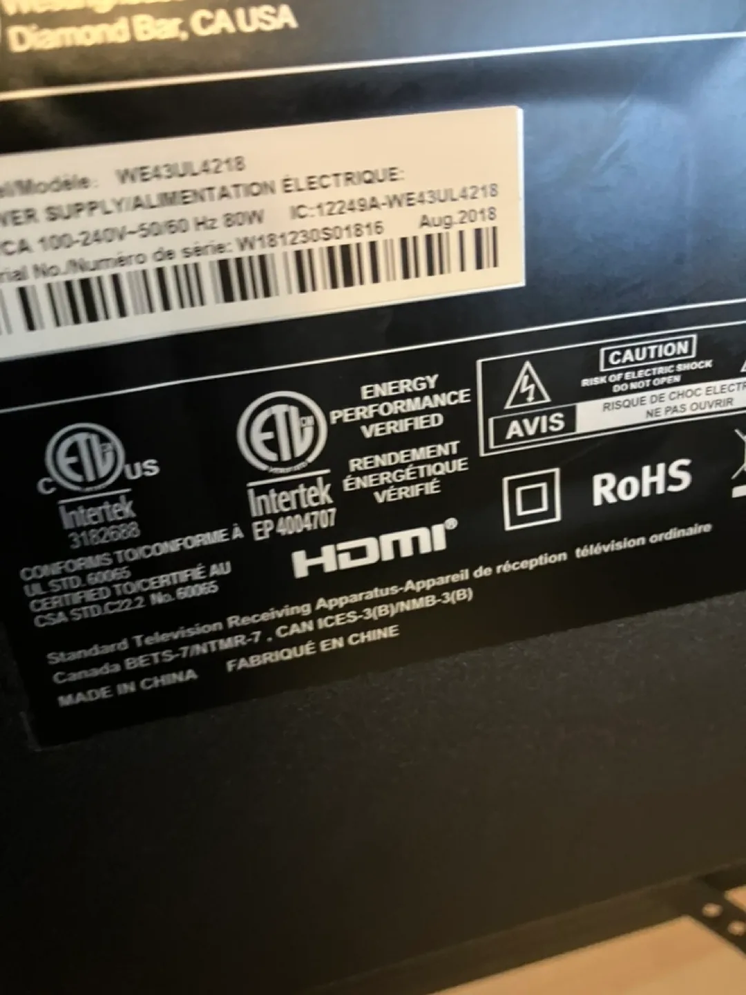 Westinghouse 43 inch LED Smart TV image indicator(2)