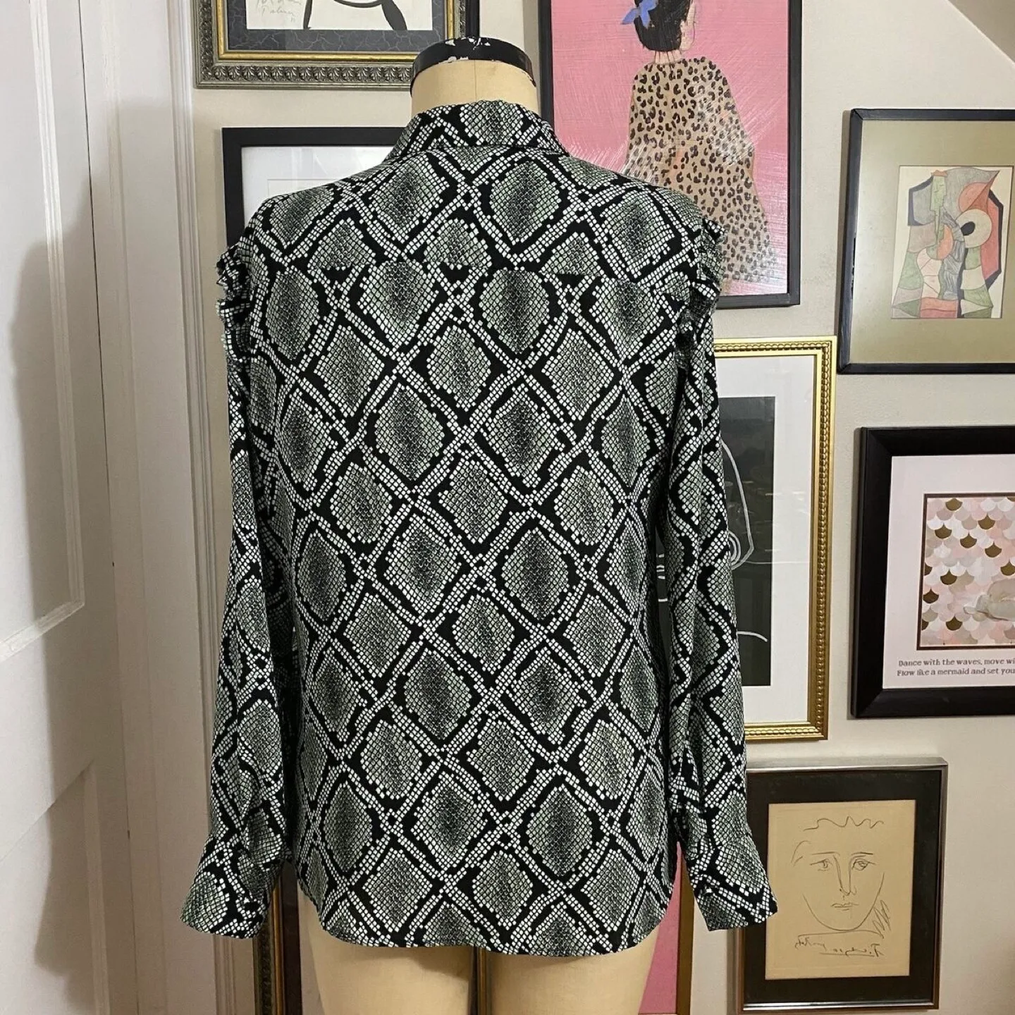 Scotch & Soda Maison Scotch snake/reptile print ruffled blouse image indicator(8)