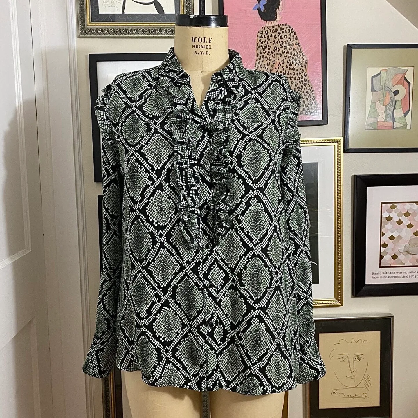 Scotch & Soda Maison Scotch snake/reptile print ruffled blouse image indicator(7)