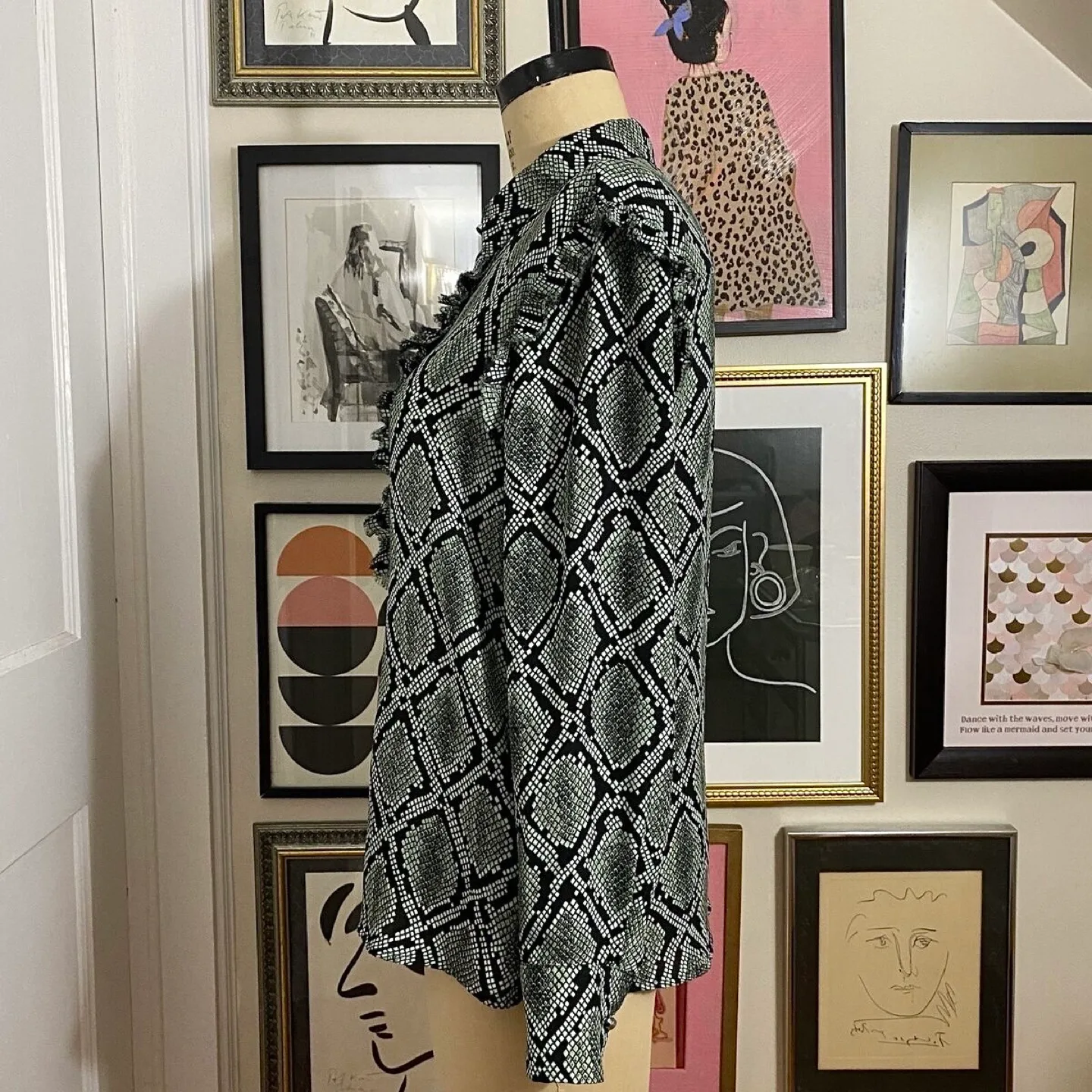 Scotch & Soda Maison Scotch snake/reptile print ruffled blouse image indicator(10)