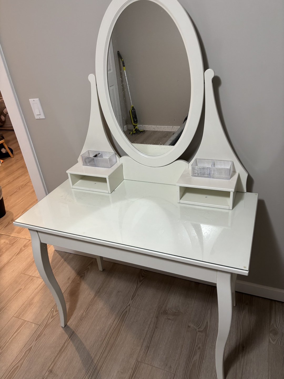 IKEA White Vanity Set with Mirror and Stool - photo 3