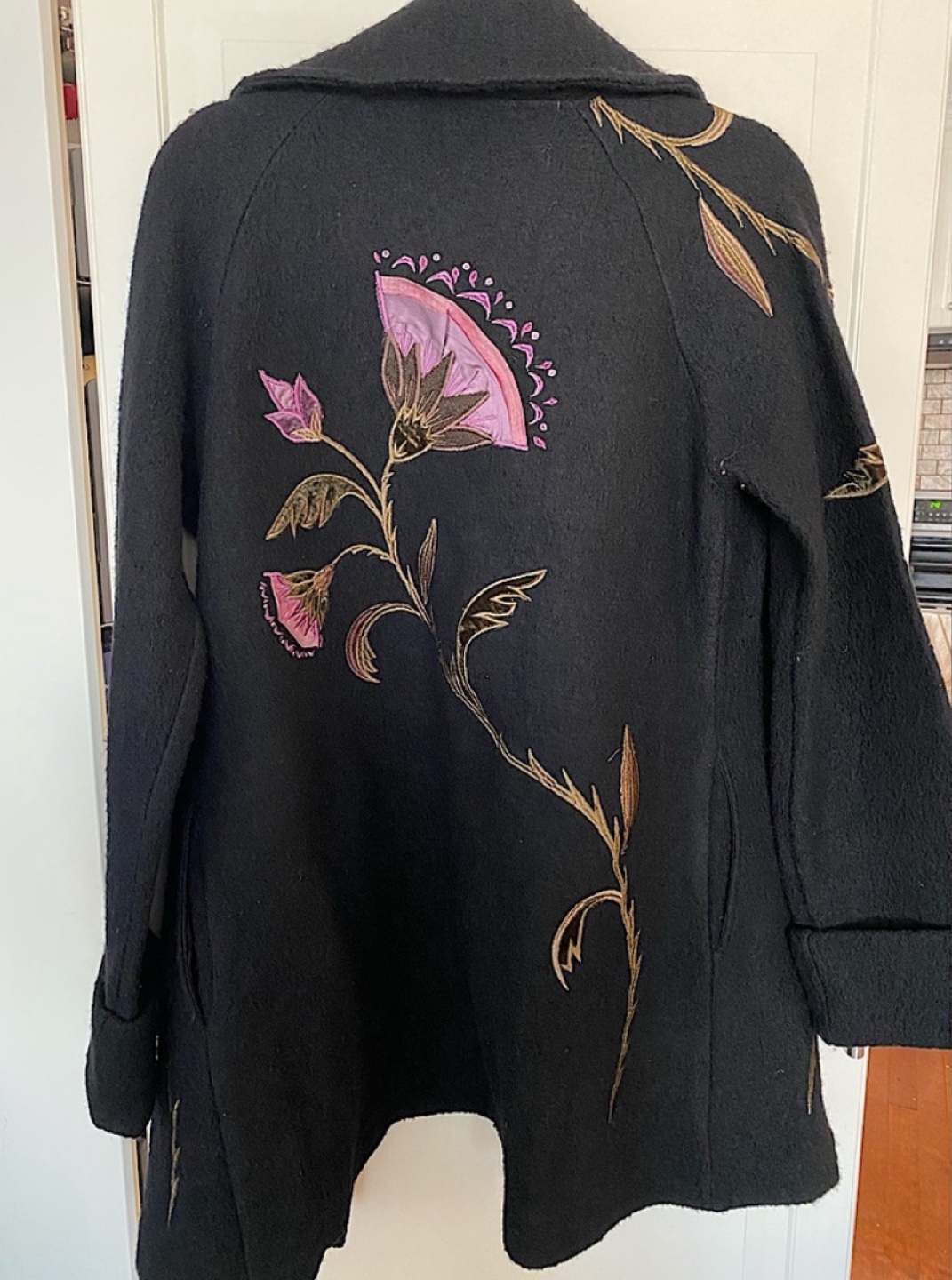 Covelo Wool Coat With Embroidered Flowers Black size M - photo 2