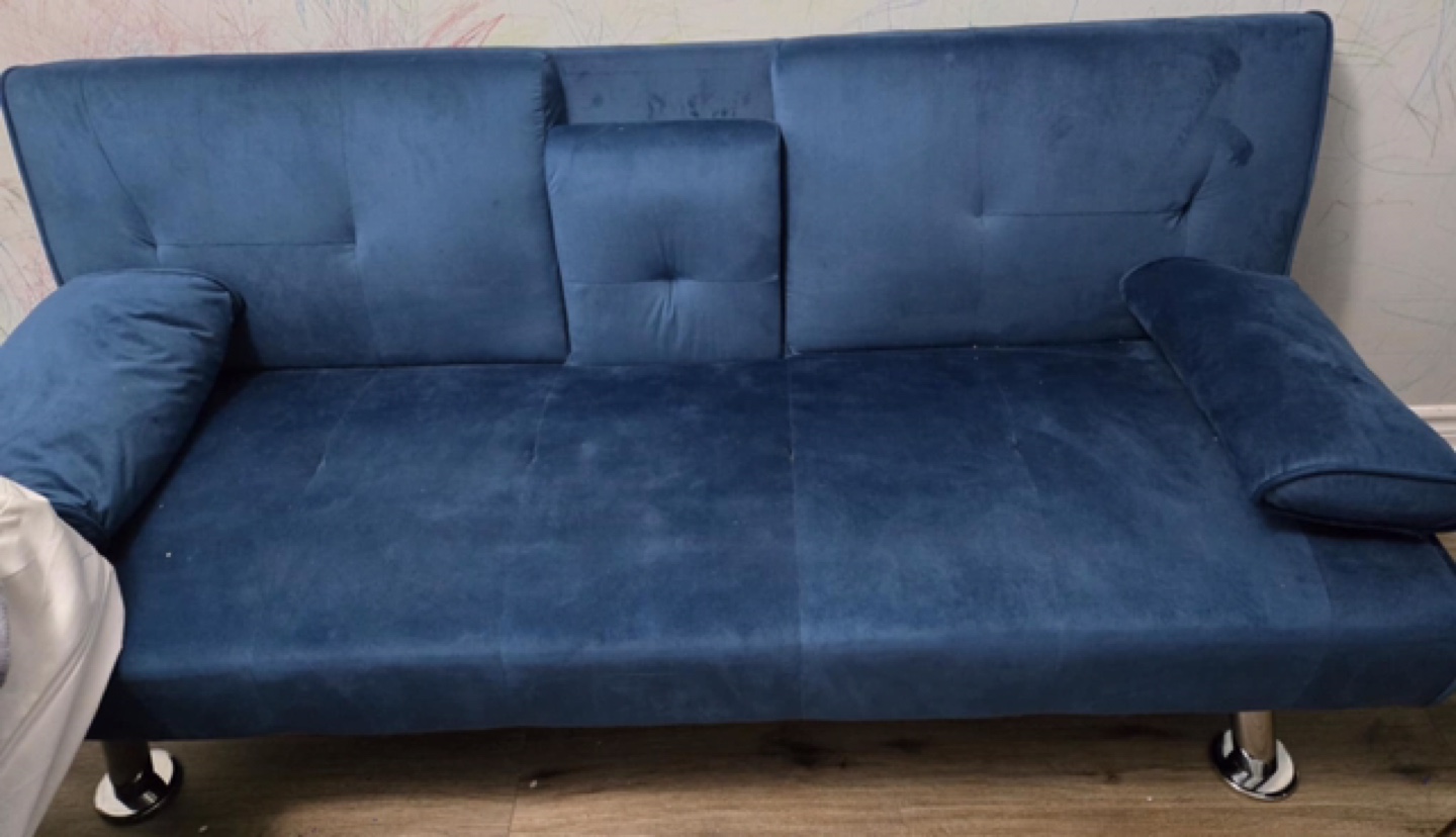 Blue Velvet Futon Sofa Bed