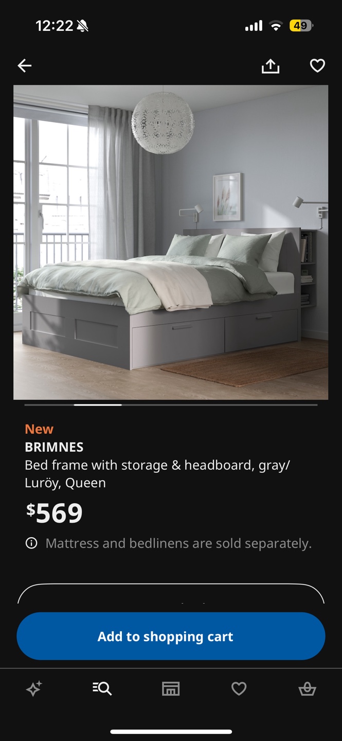 IKEA BRIMNES Queen Bed Frame with Headboard and Storage - photo 2