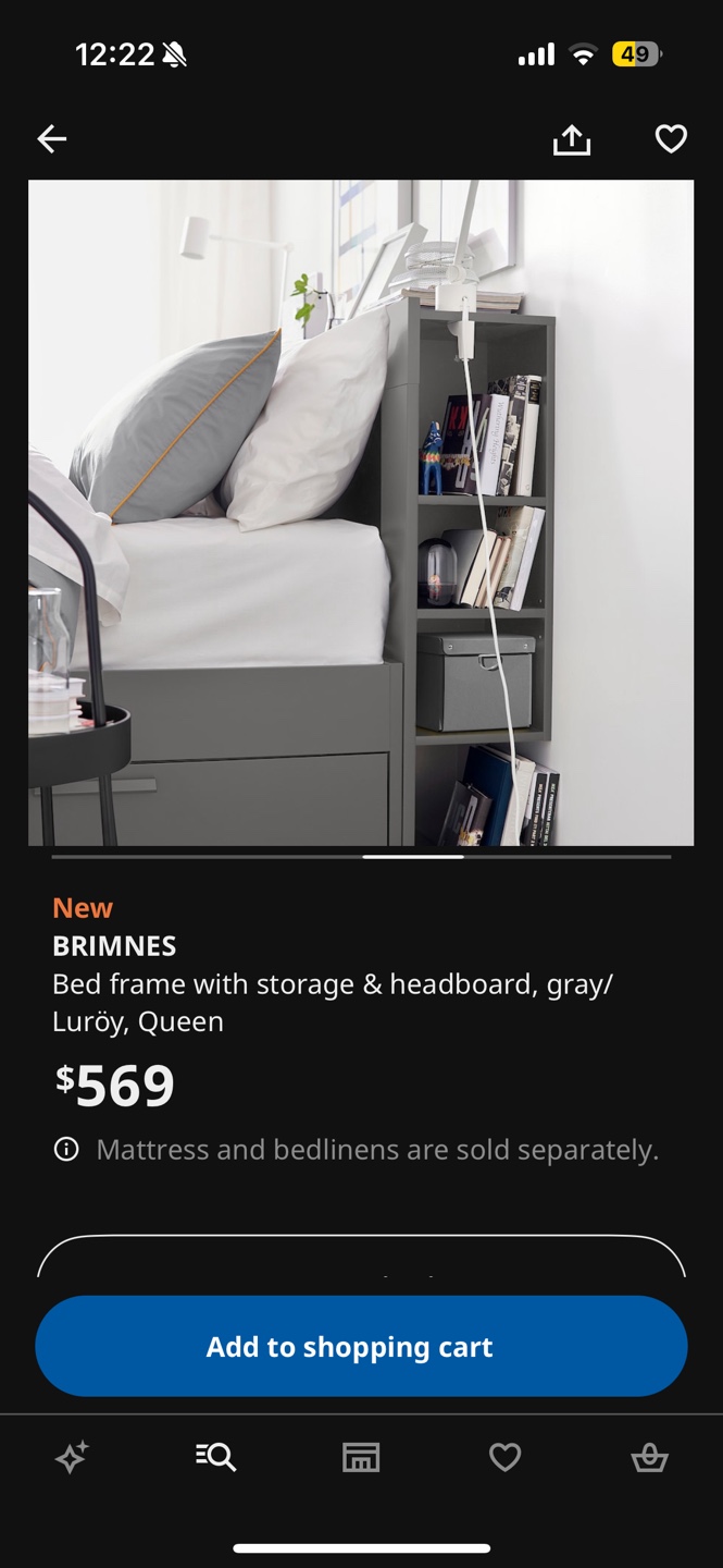 IKEA BRIMNES Queen Bed Frame with Headboard and Storage - photo 3