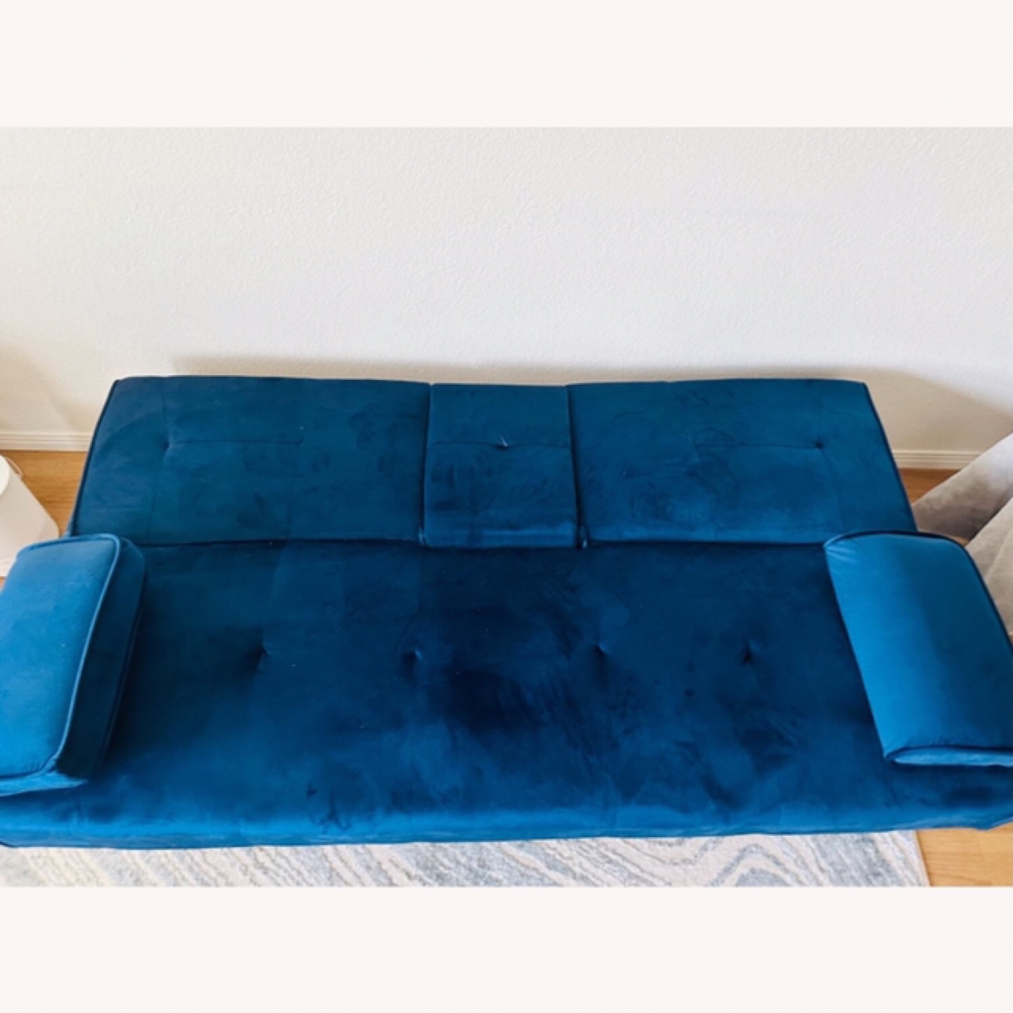 Blue Velvet Futon Sofa Bed - photo 2
