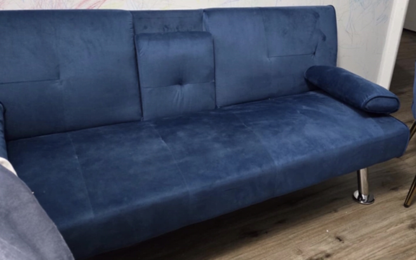 Blue Velvet Futon Sofa Bed - photo 5