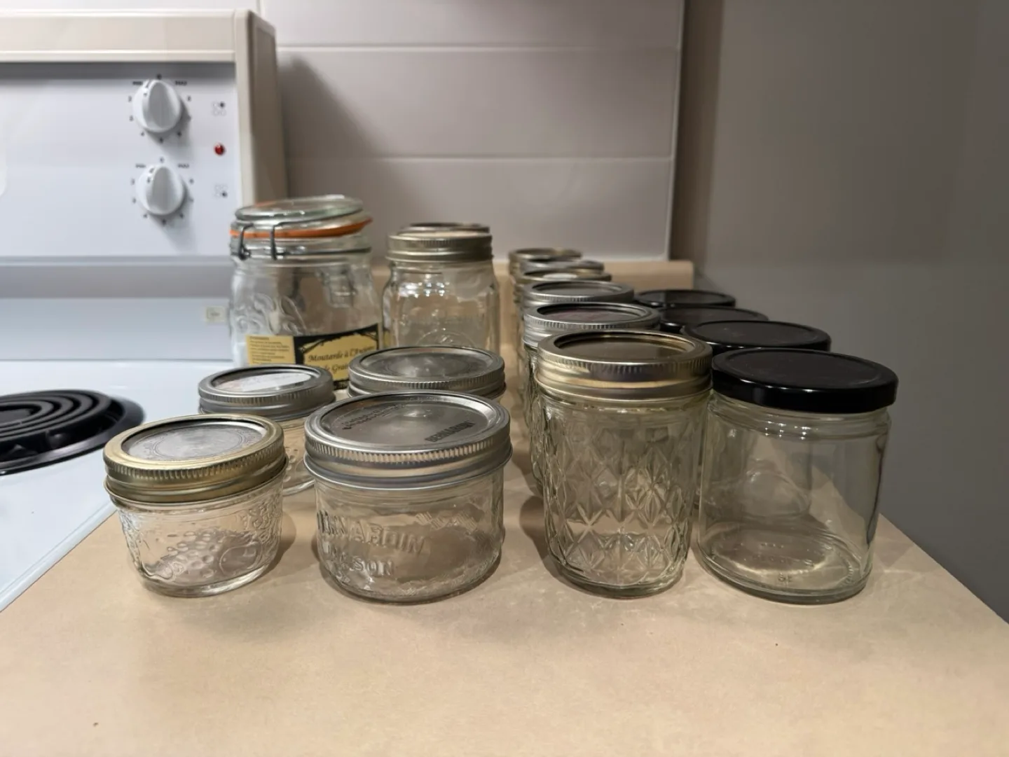 Bulk Lot of Empty Glass Jars - Canning Jars, Storage Jars thumbnail