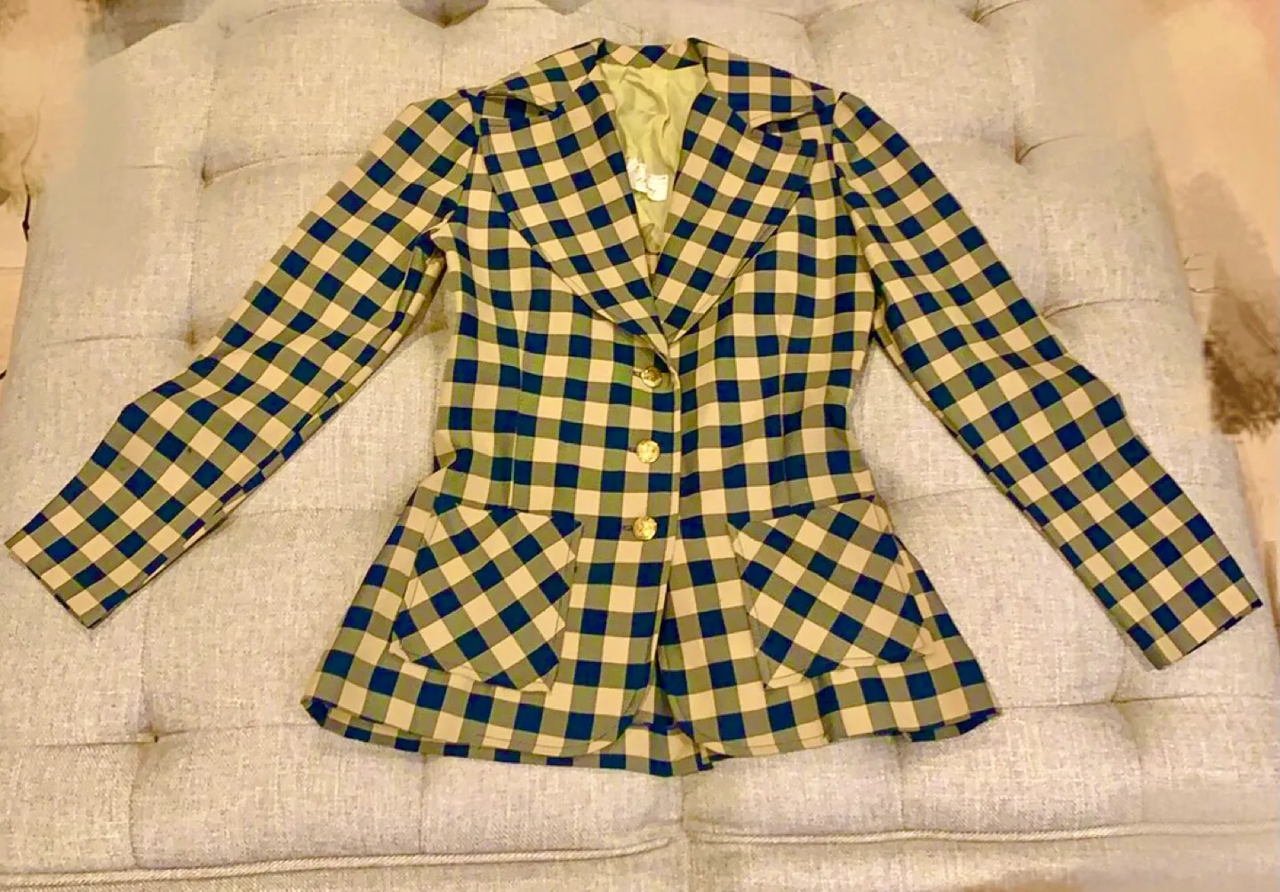 Vintage Gingham Check Blazer Jacket thumbnail