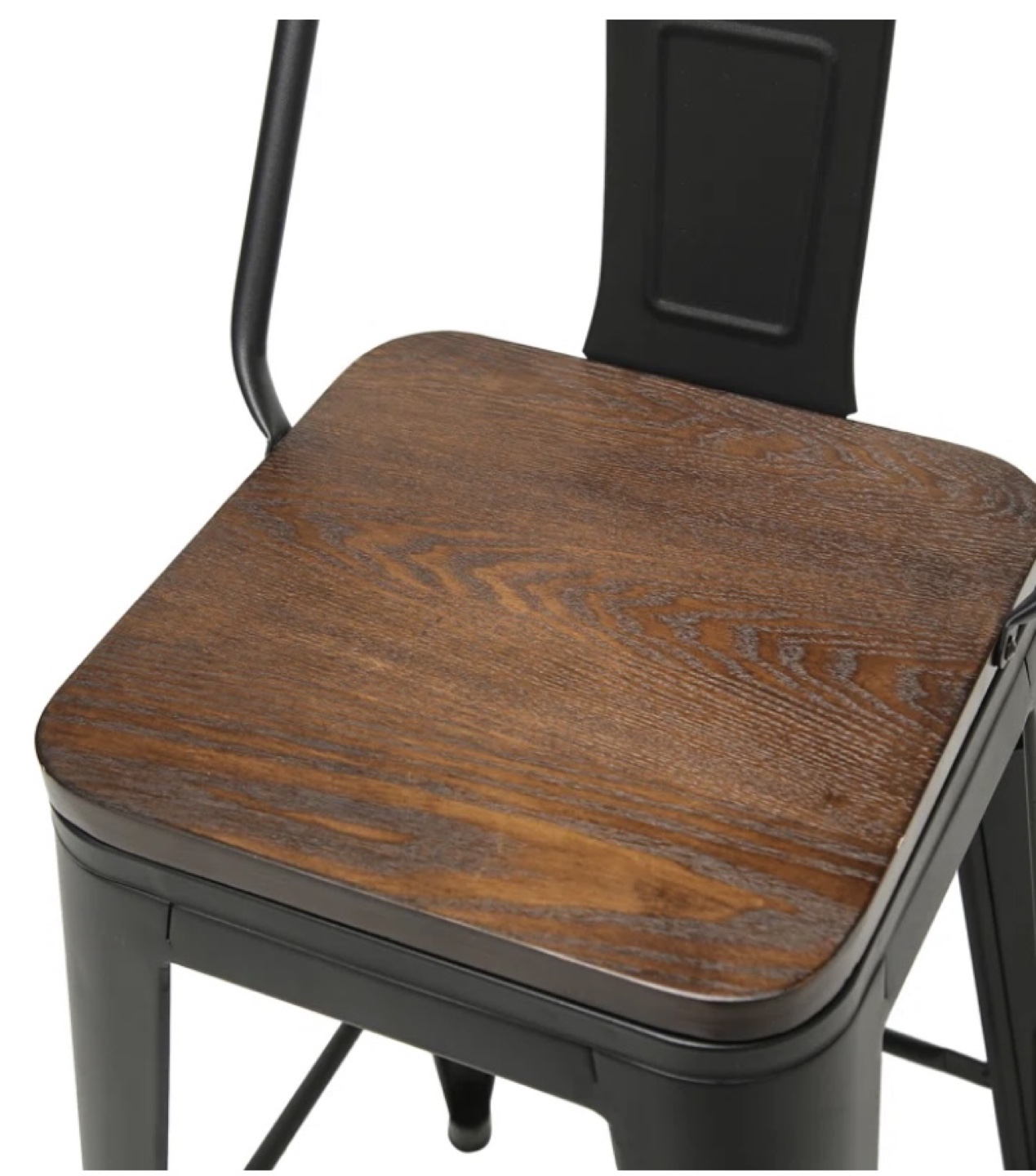 Set of Four Black Metal and Wood Bar Stools - photo 3