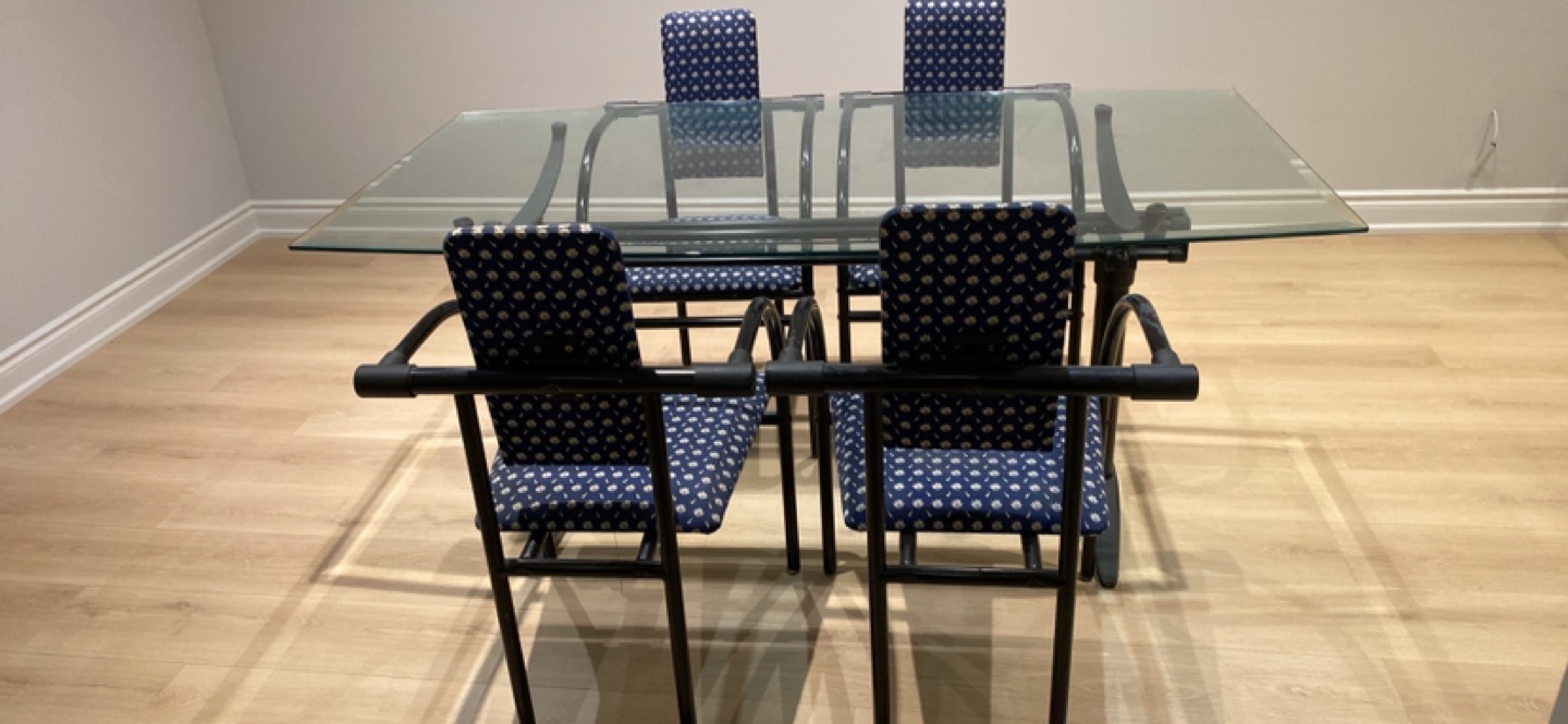 Glass Top Dining Table and Four Chairs