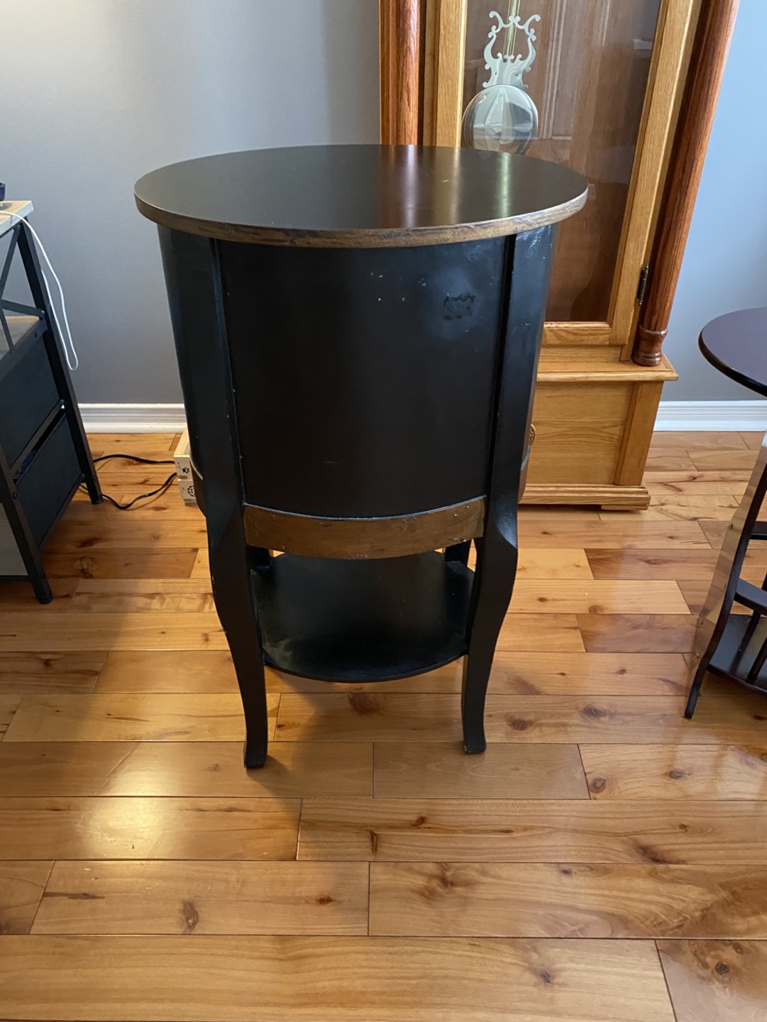 Black and Gold Round Accent Table with Three Drawers - photo 3