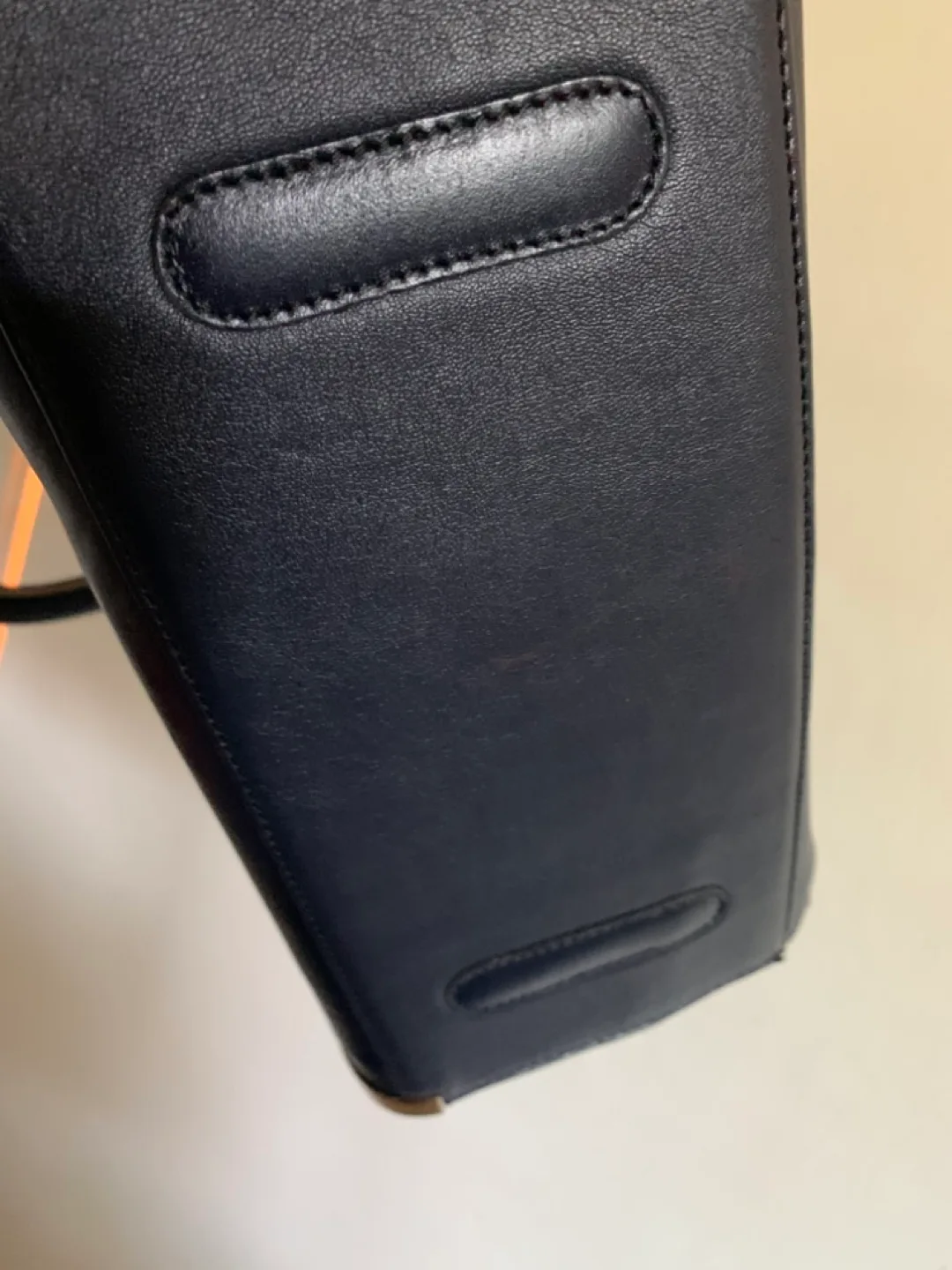 Leather navy blue handbag image indicator(4)