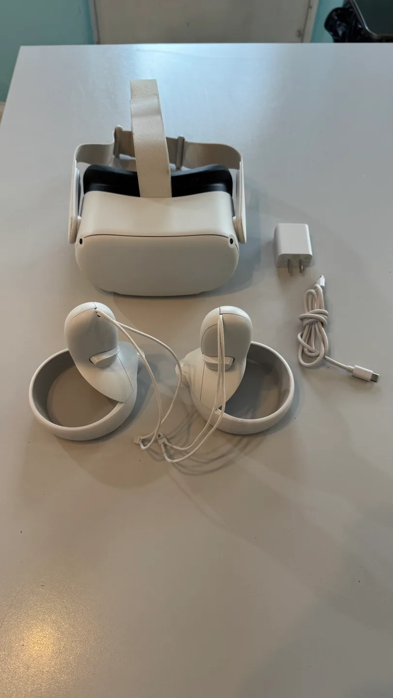 Meta Quest 2 VR Headset with Controllers and Charger thumbnail