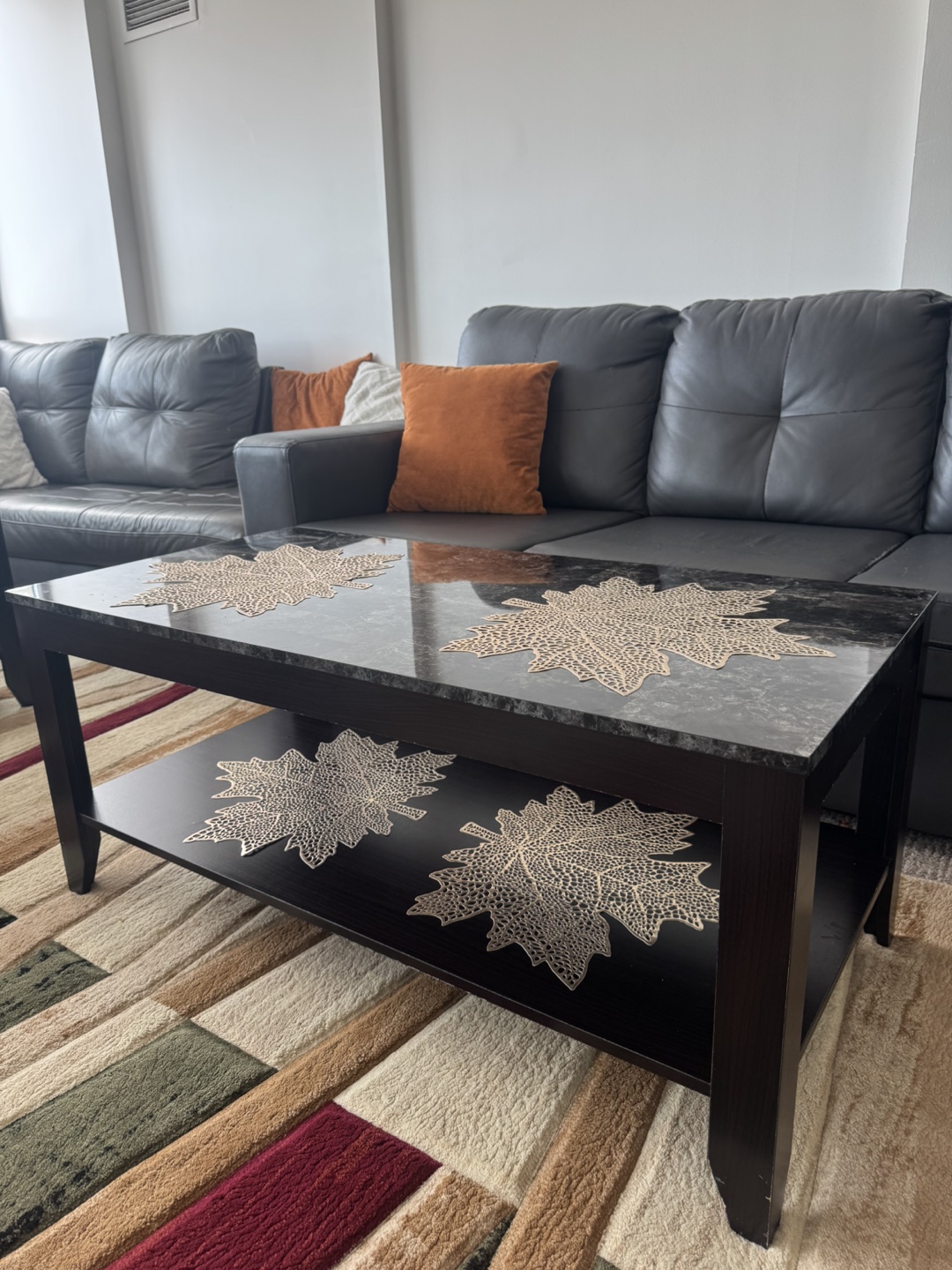 Black and gray Coffee Table with Granite Top - photo 2