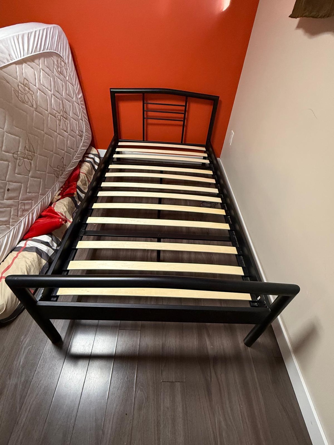 Black Metal Twin-Size Bed Frame and mattress - photo 2