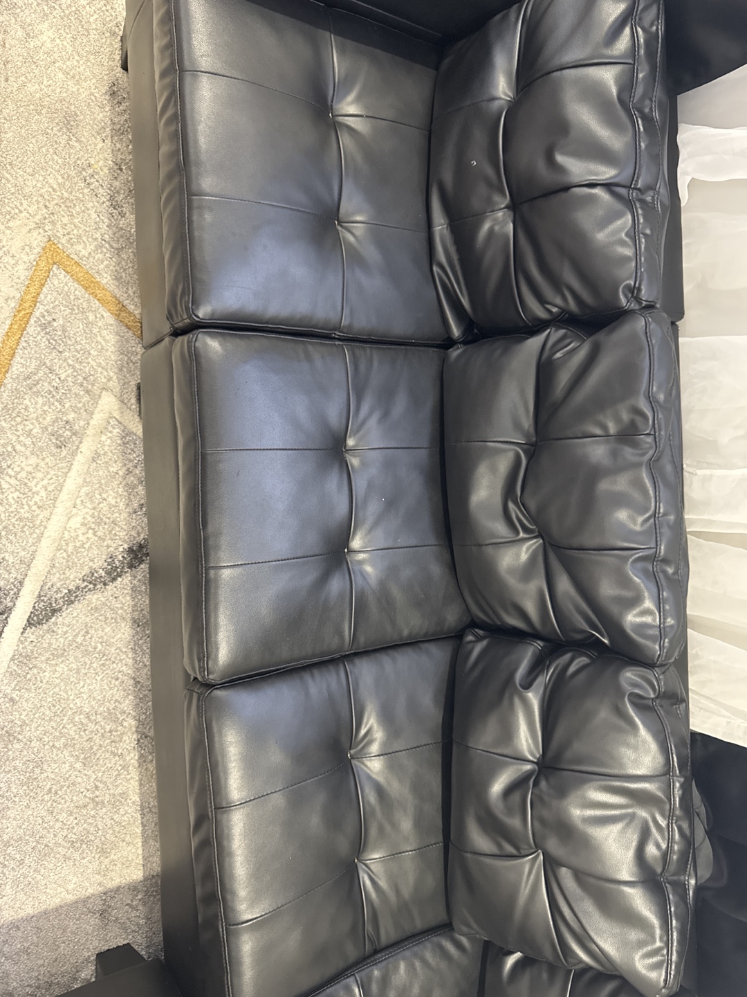 Black Leather Sectional Sofa with Cup Holders - photo 4