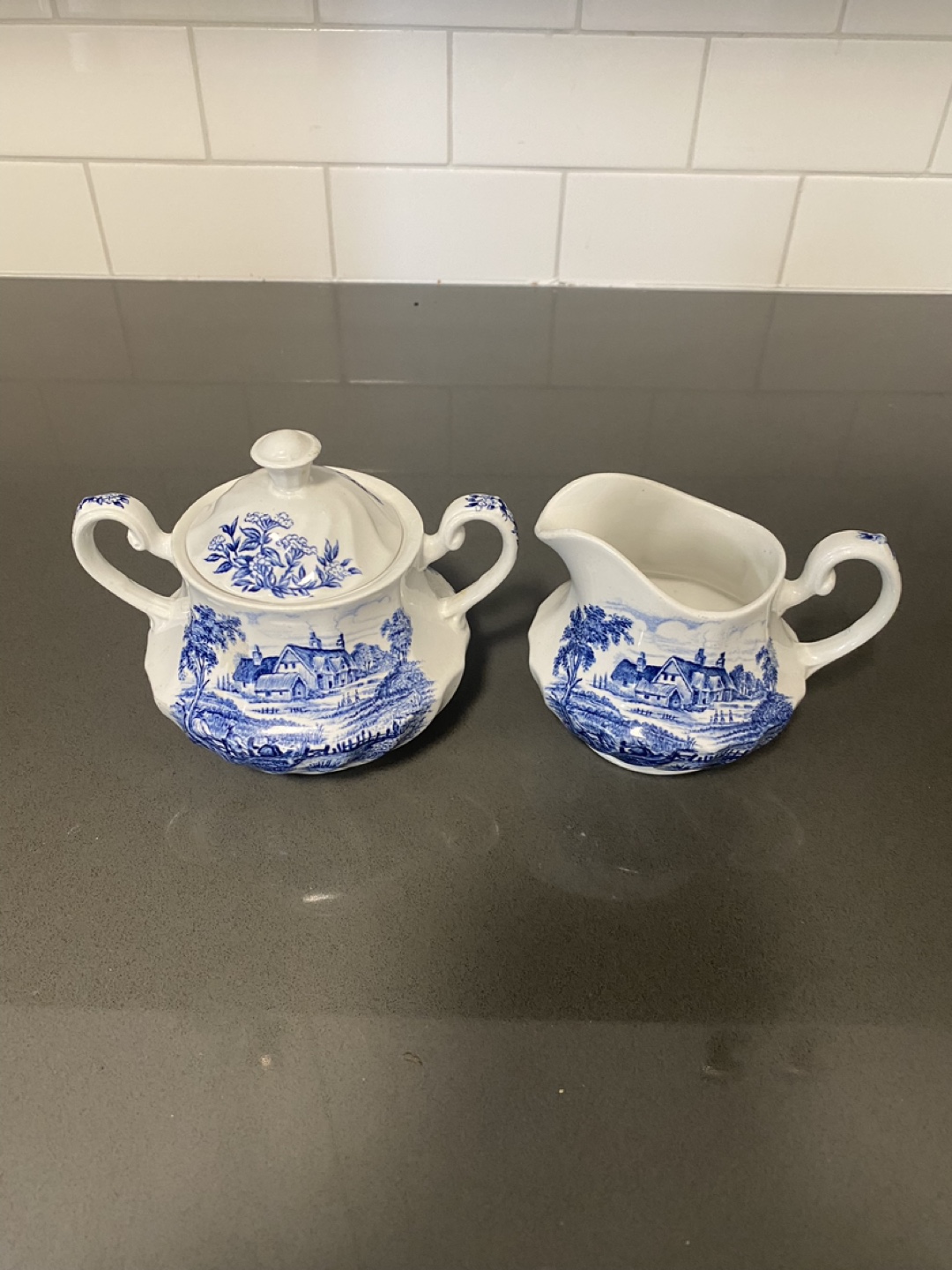Vintage Ridgway Ironstone Sugar Bowl and Creamer Set