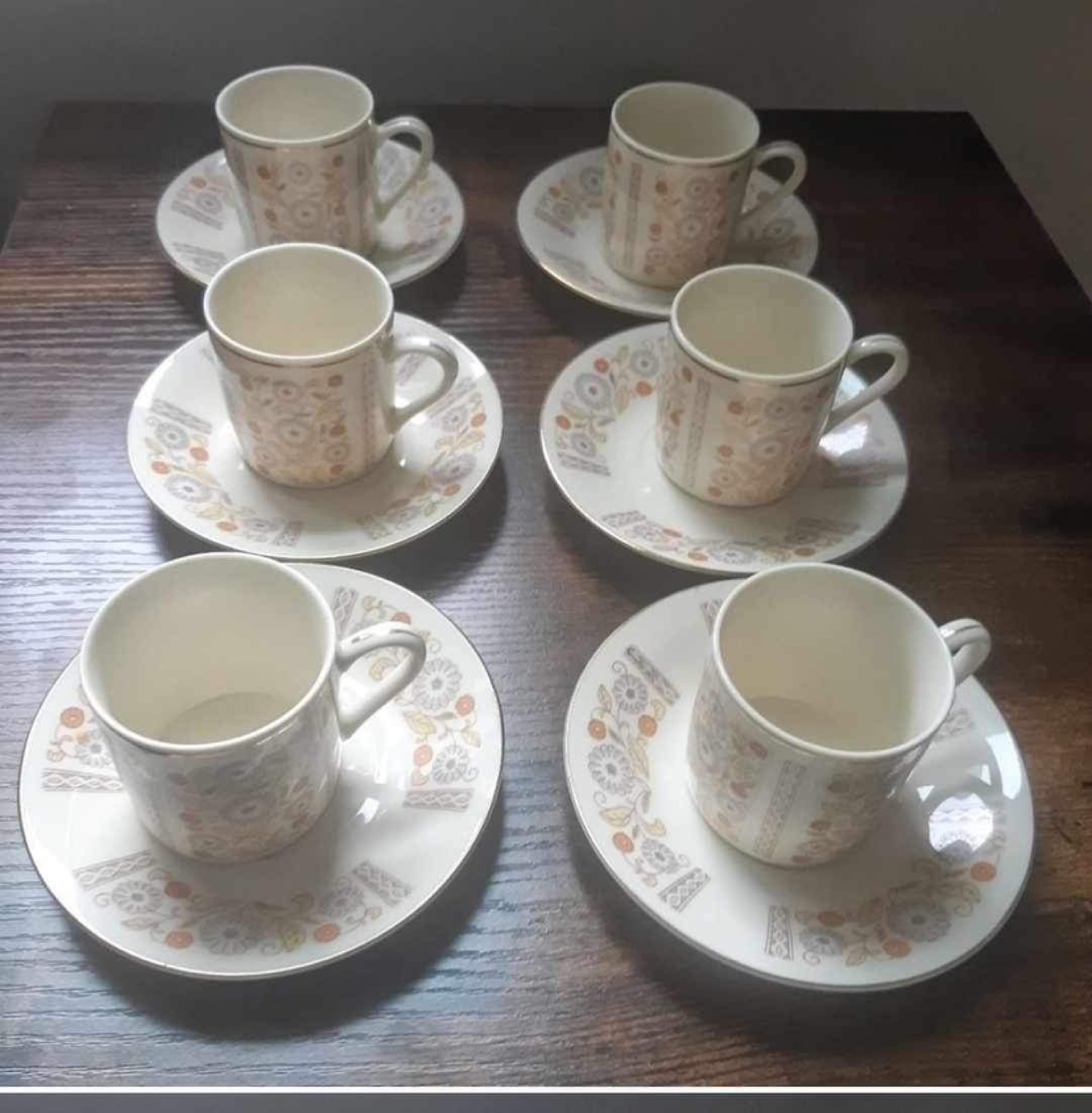 Vintage Shelley Fine China Expresso cups and Saucers Set of Six