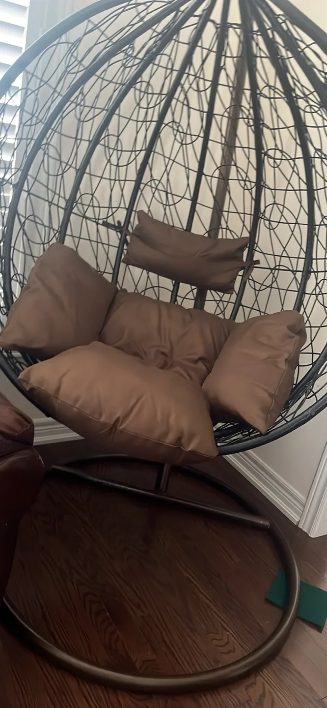 Hanging Egg Chair with Brown Cushions thumbnail