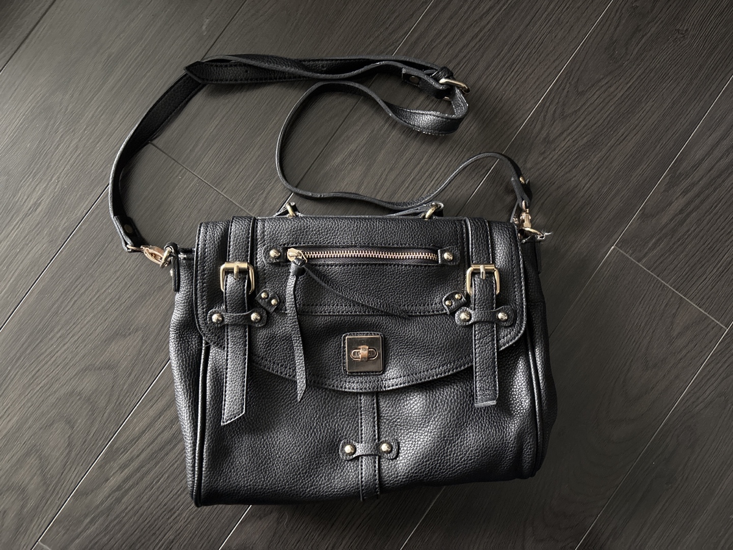 Black Leather Crossbody Bag