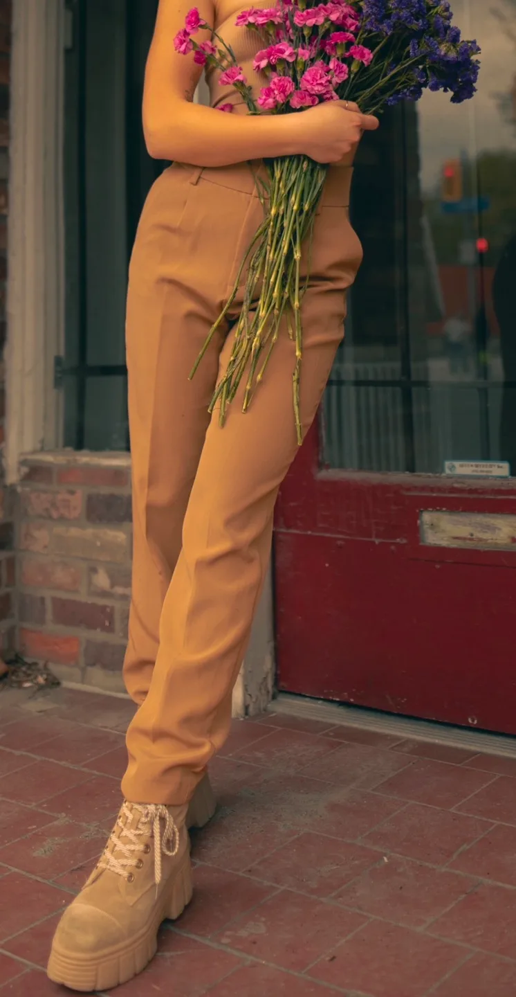 Renuar Brown High-Waisted Pants with Belt Size 34 image indicator(5)