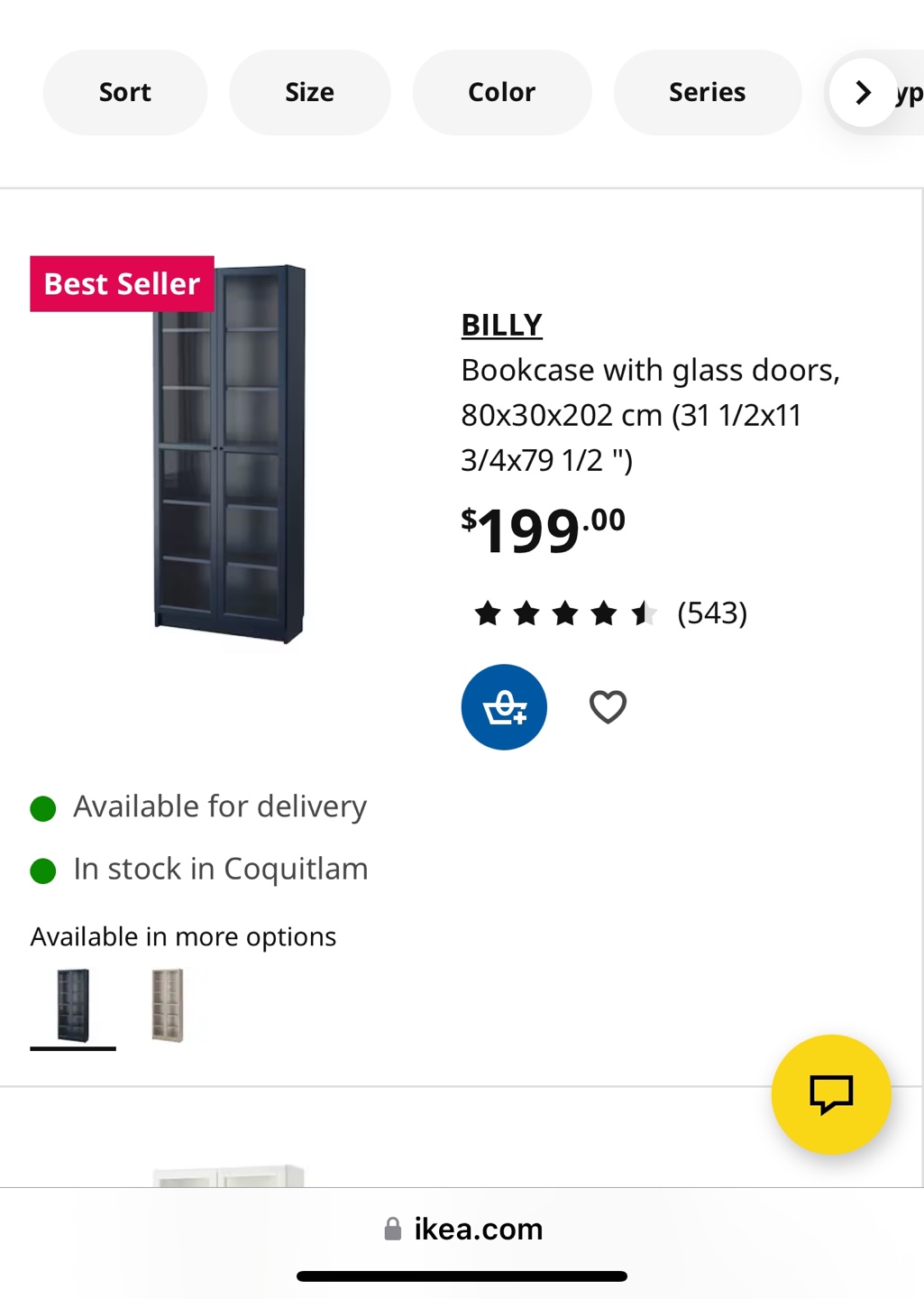 Pair of IKEA BILLY Bookcases with Glass Doors - photo 2