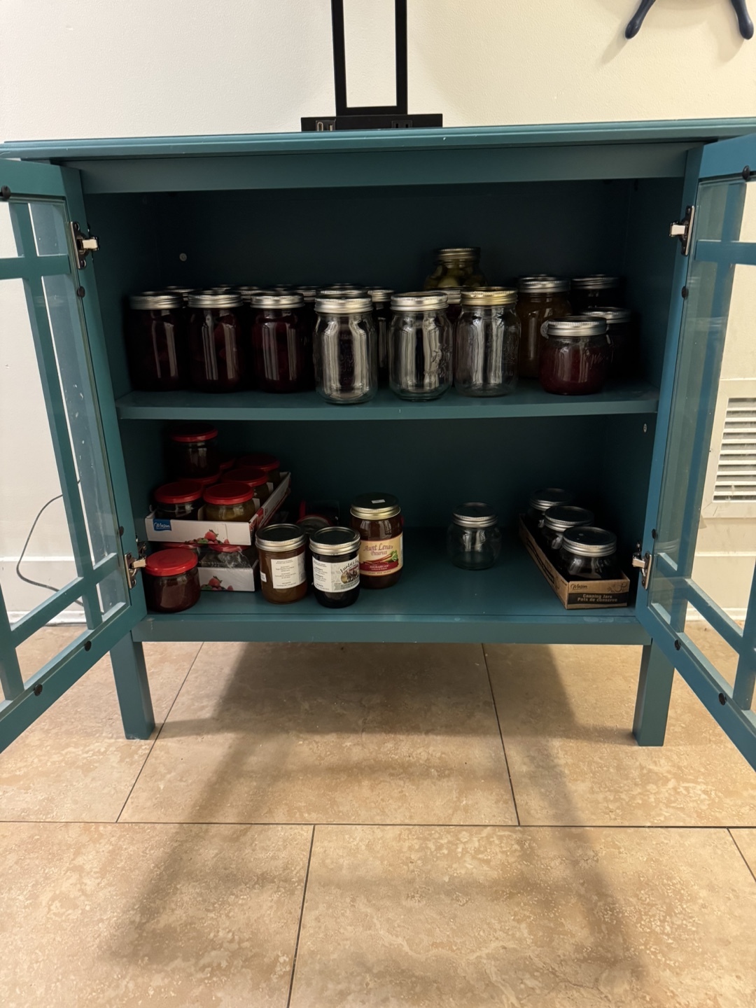 Teal Wooden Cabinet with Glass Doors - photo 2