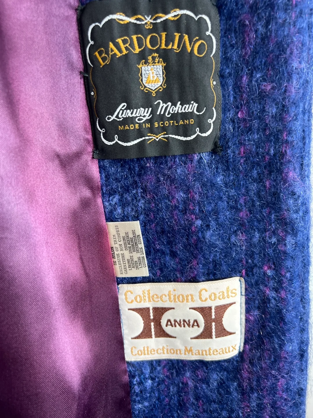 Vintage Anna Collection Blue Mohair Blend Long Coat image indicator(2)