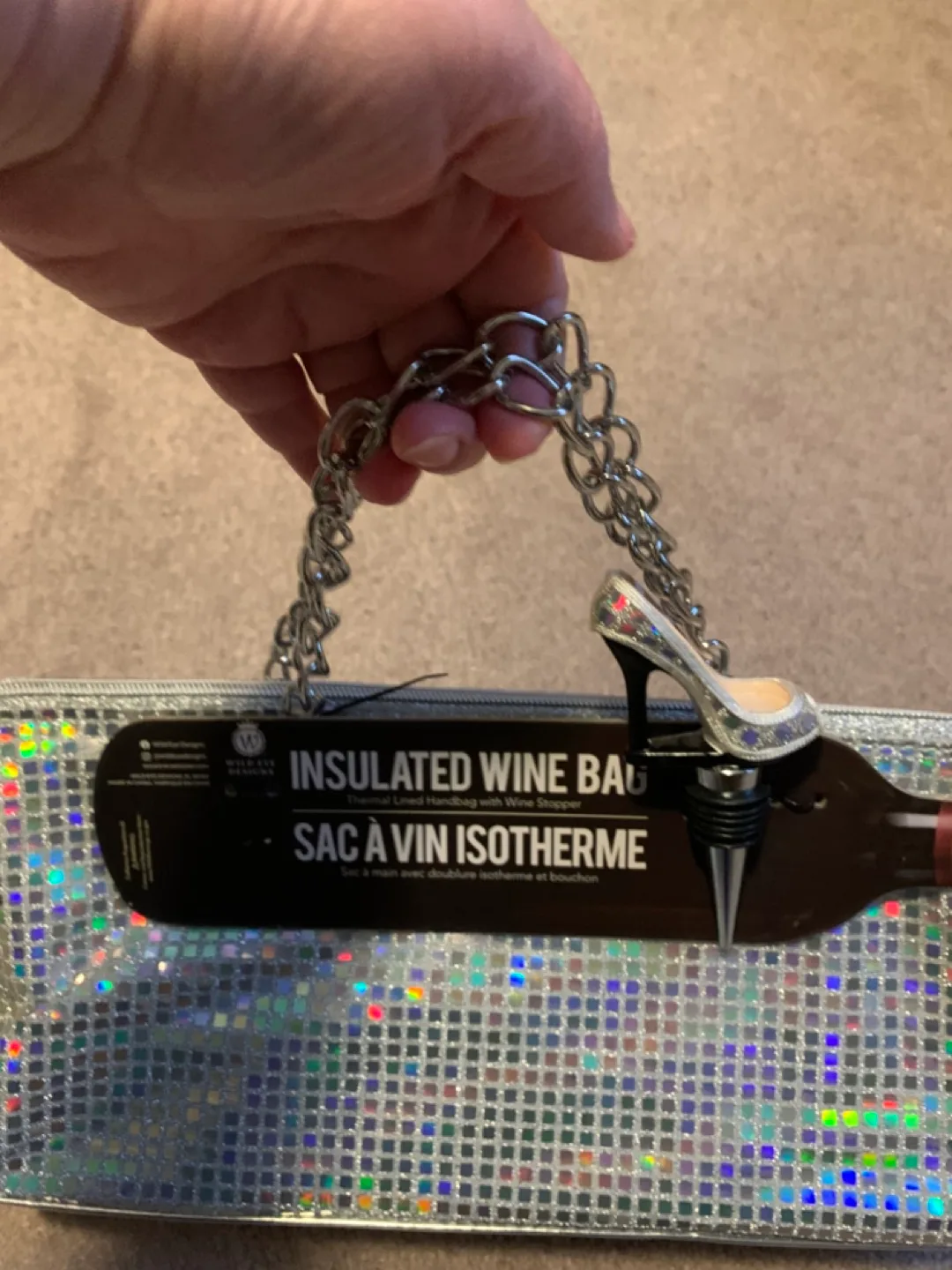 NEW - Insulated Wine Tote Bag with Stopper  (Wild Eye Designs) image indicator(4)