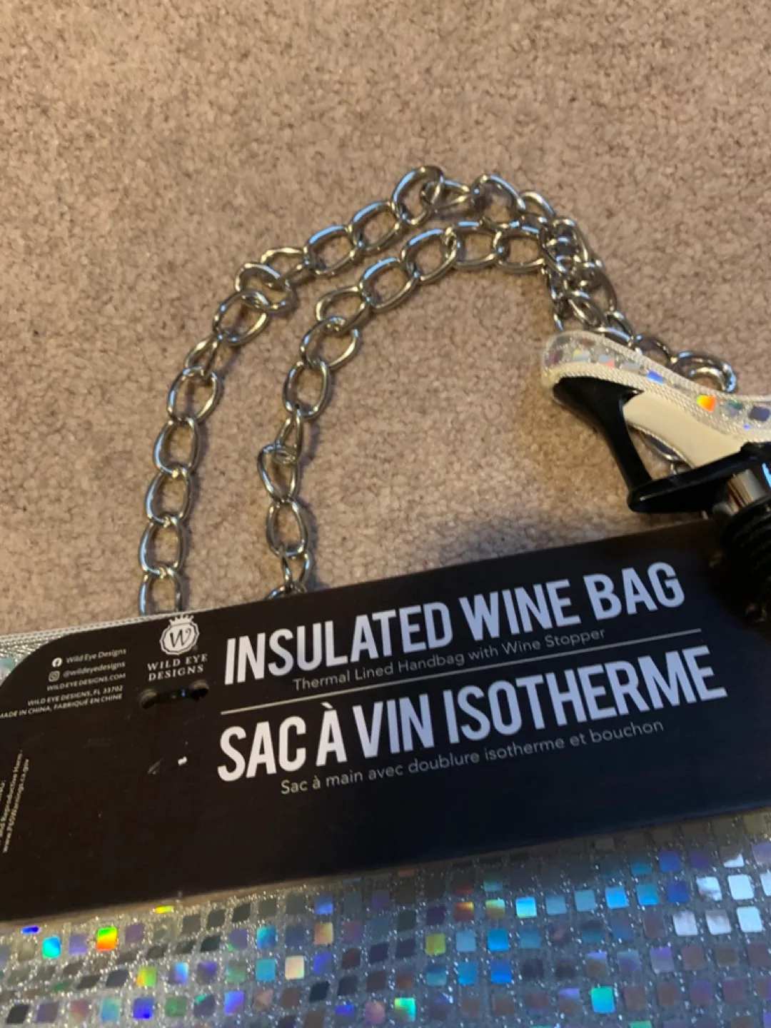 NEW - Insulated Wine Tote Bag with Stopper  (Wild Eye Designs) image indicator(2)