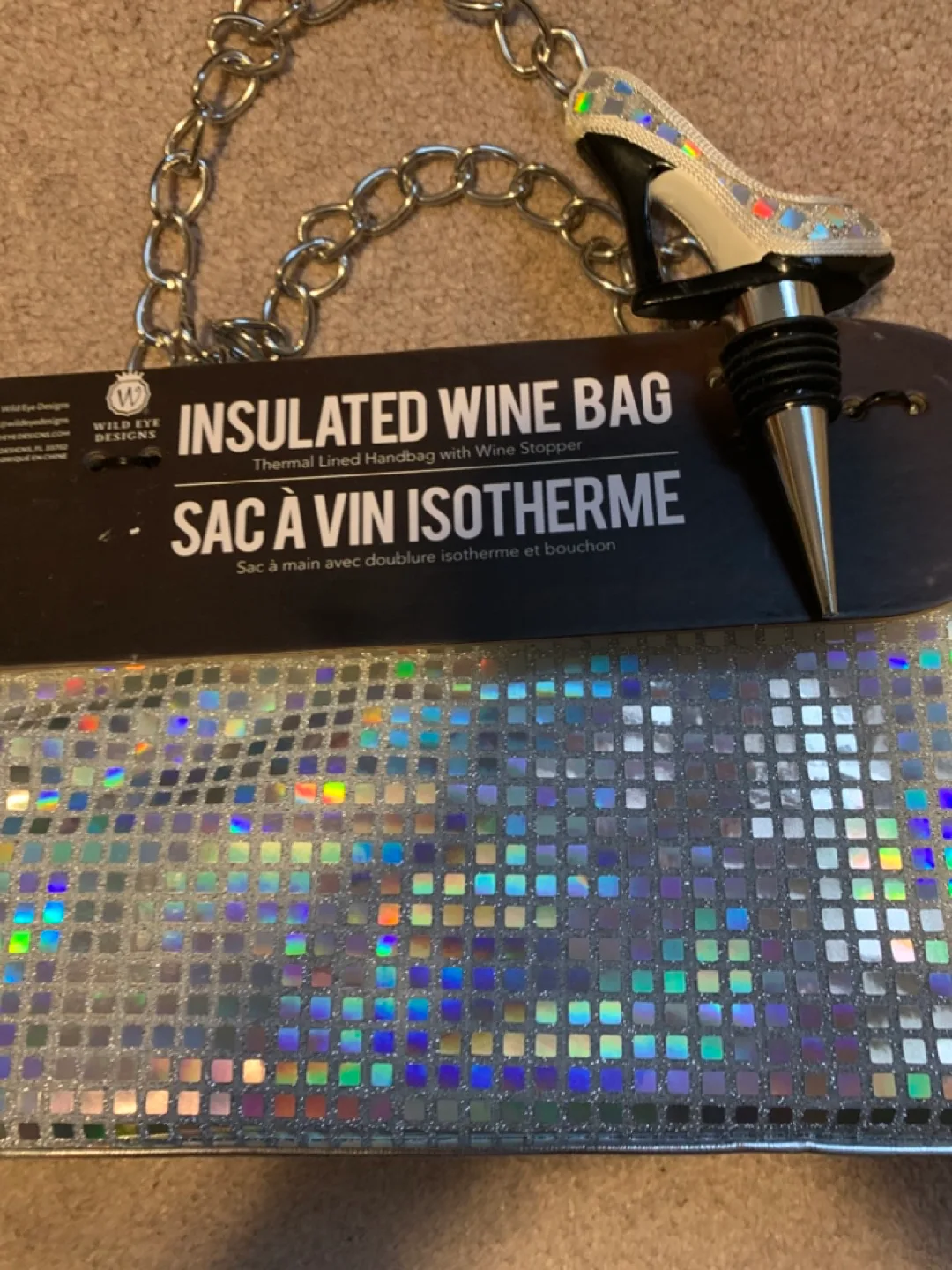 NEW - Insulated Wine Tote Bag with Stopper  (Wild Eye Designs) image indicator(7)