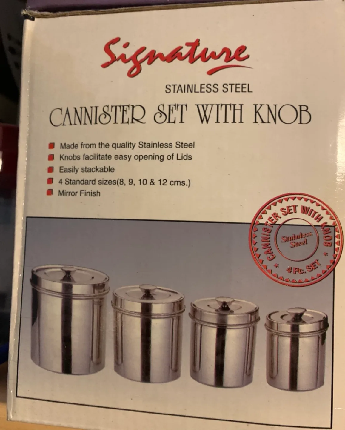 NEW Signature Stainless Steel Canister Set with Knobs image indicator(2)