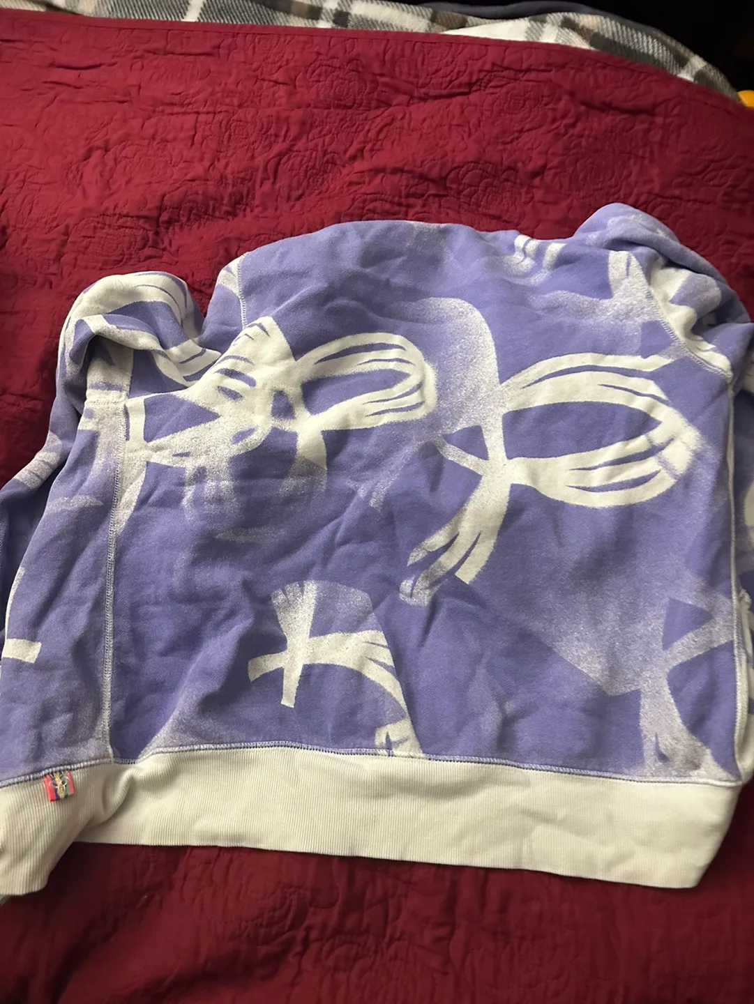 RVCA Purple and White Zip-Up Hoodie - Size XL image indicator(3)