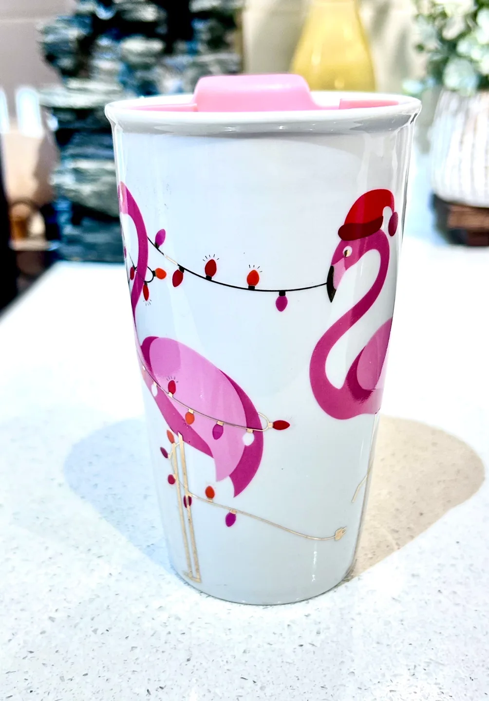 🍓NEW Davids Tea Ceramic Coffee/Tea Cup Tumbler w/ lid! image indicator(2)