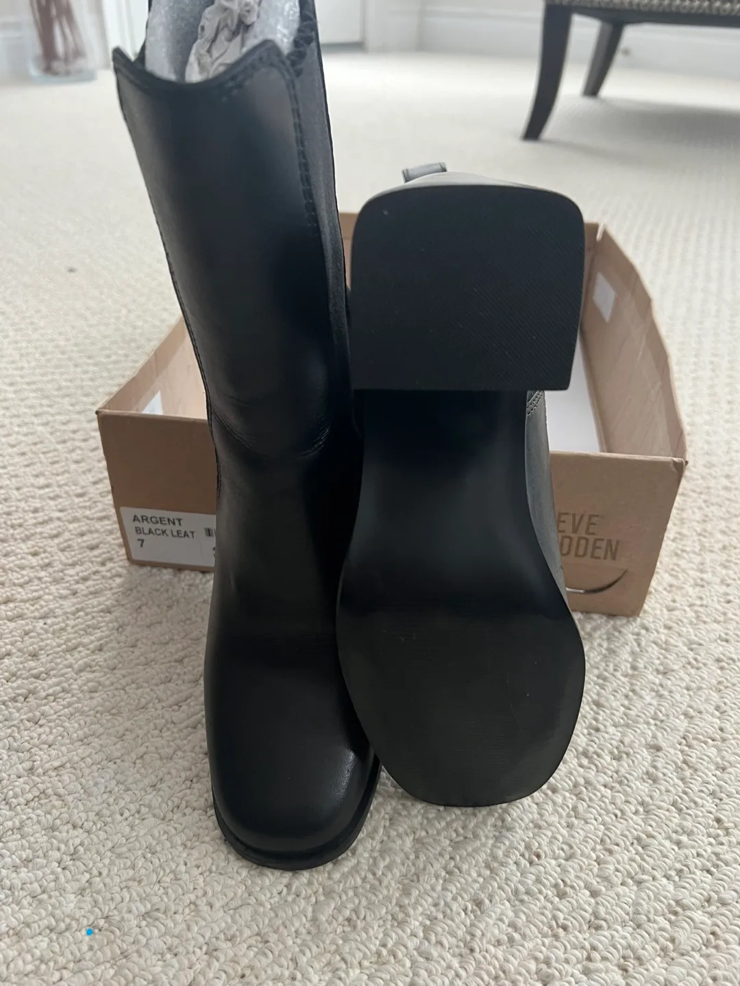 Steve Madden Argent Black Leather Boots - Size 7 image indicator(3)