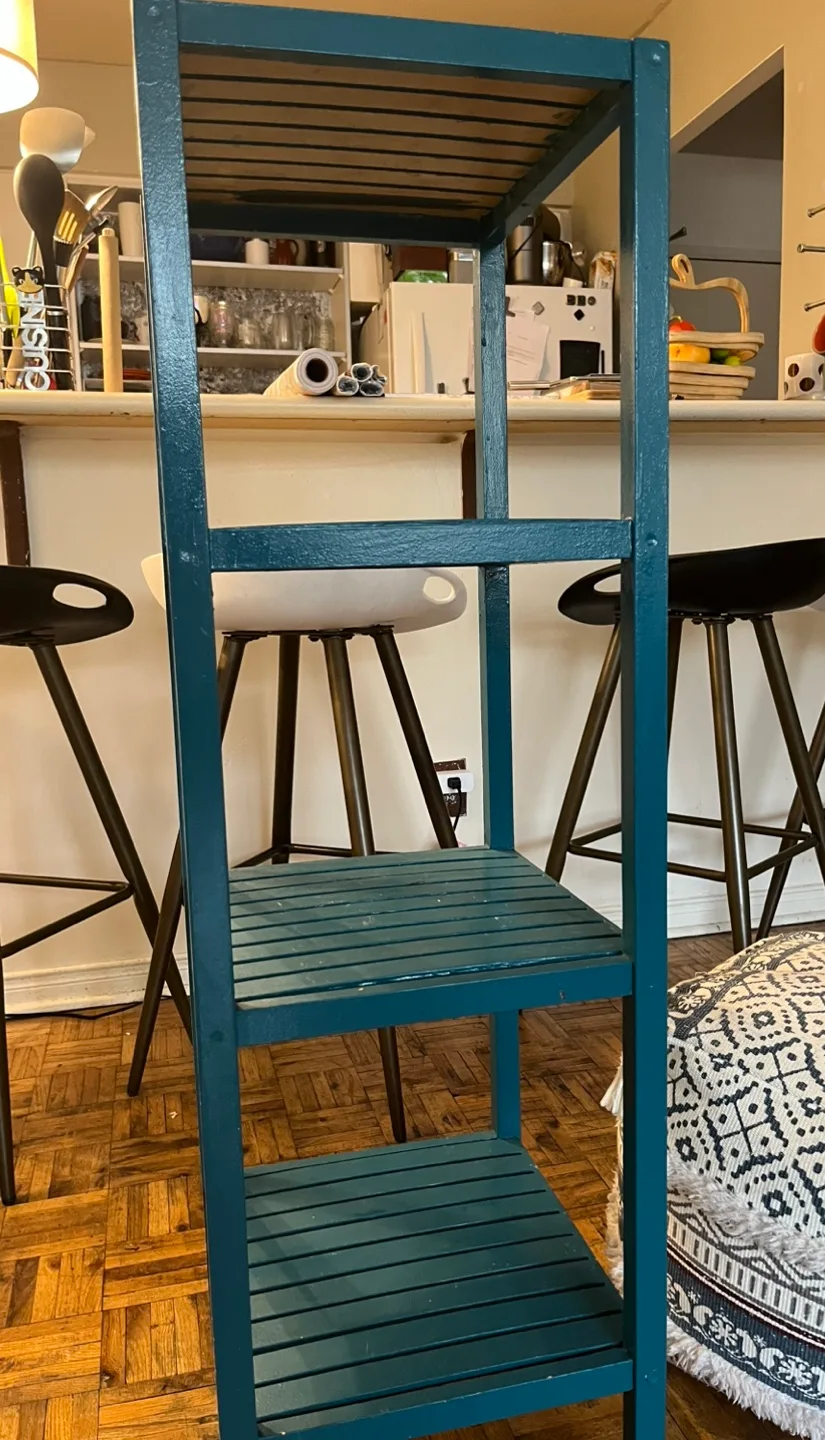 Teal Painted 4-Tier Shelf Storage image indicator(2)