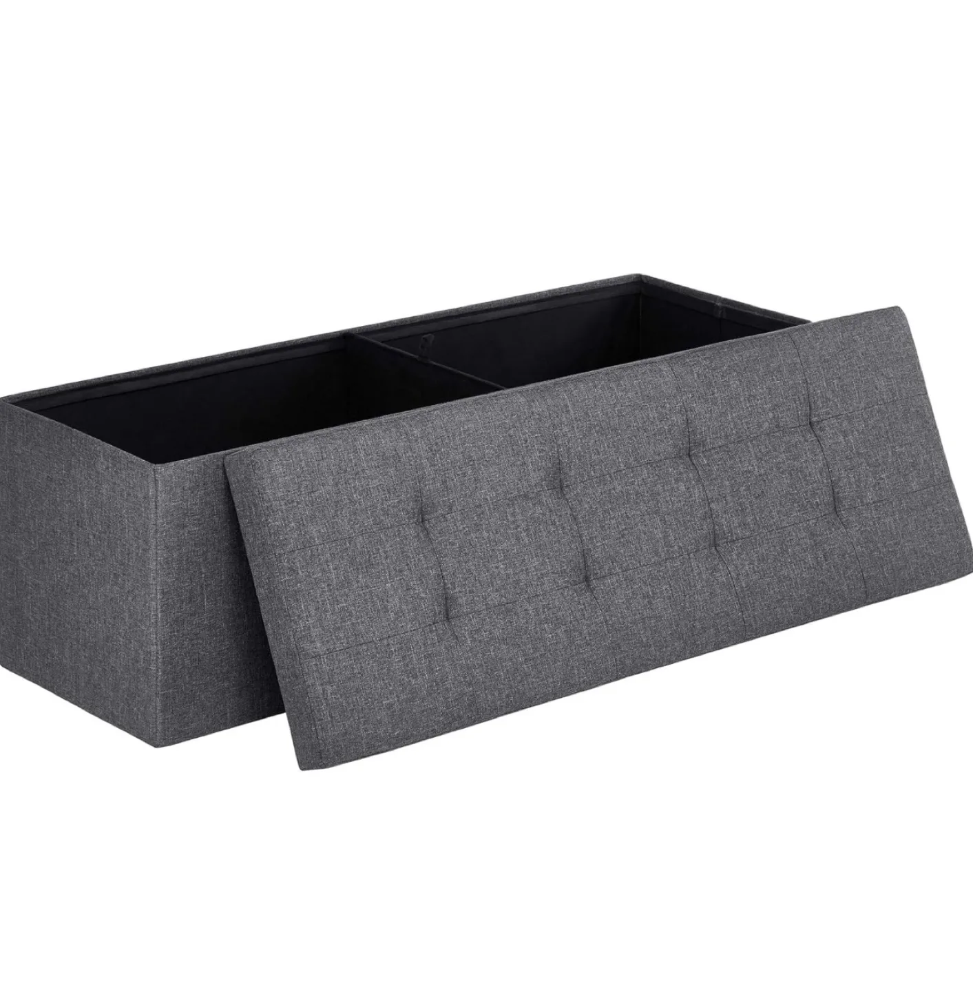 Large Storage Ottoman Bench - Dark Grey thumbnail